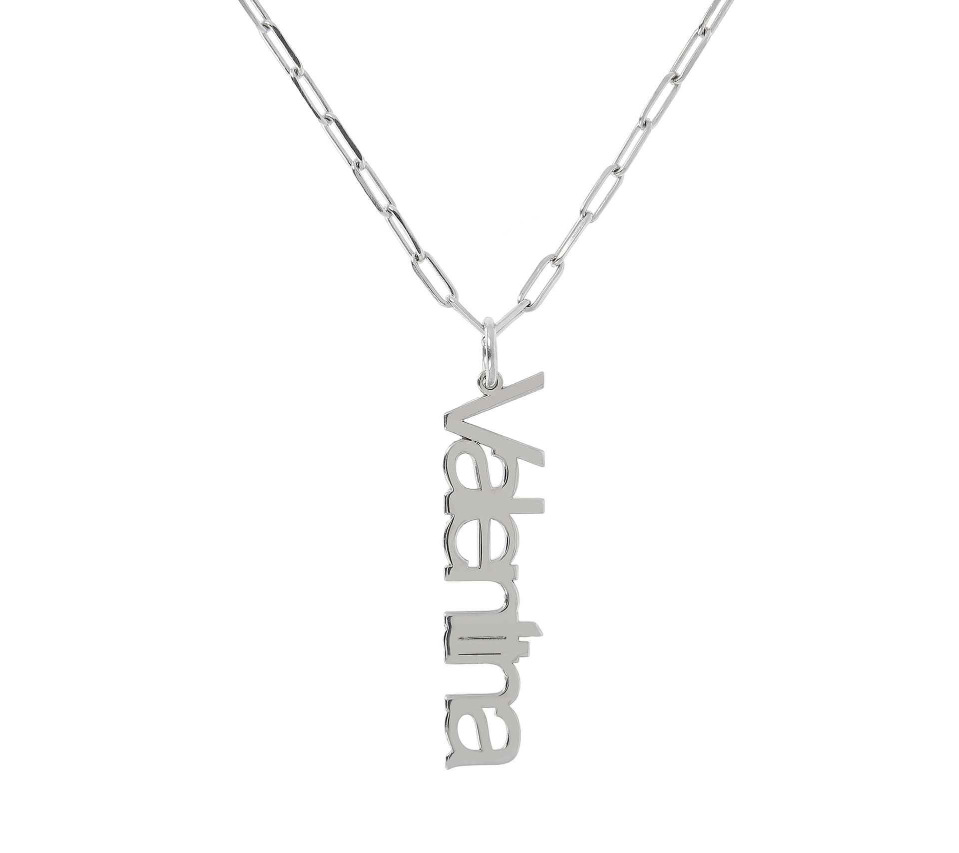 Italian Silver Personalized Pendant w/ Papercli p Chain