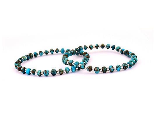 Affinity Gems Turquoise Set of 2 Endless Bracelets, Sterling