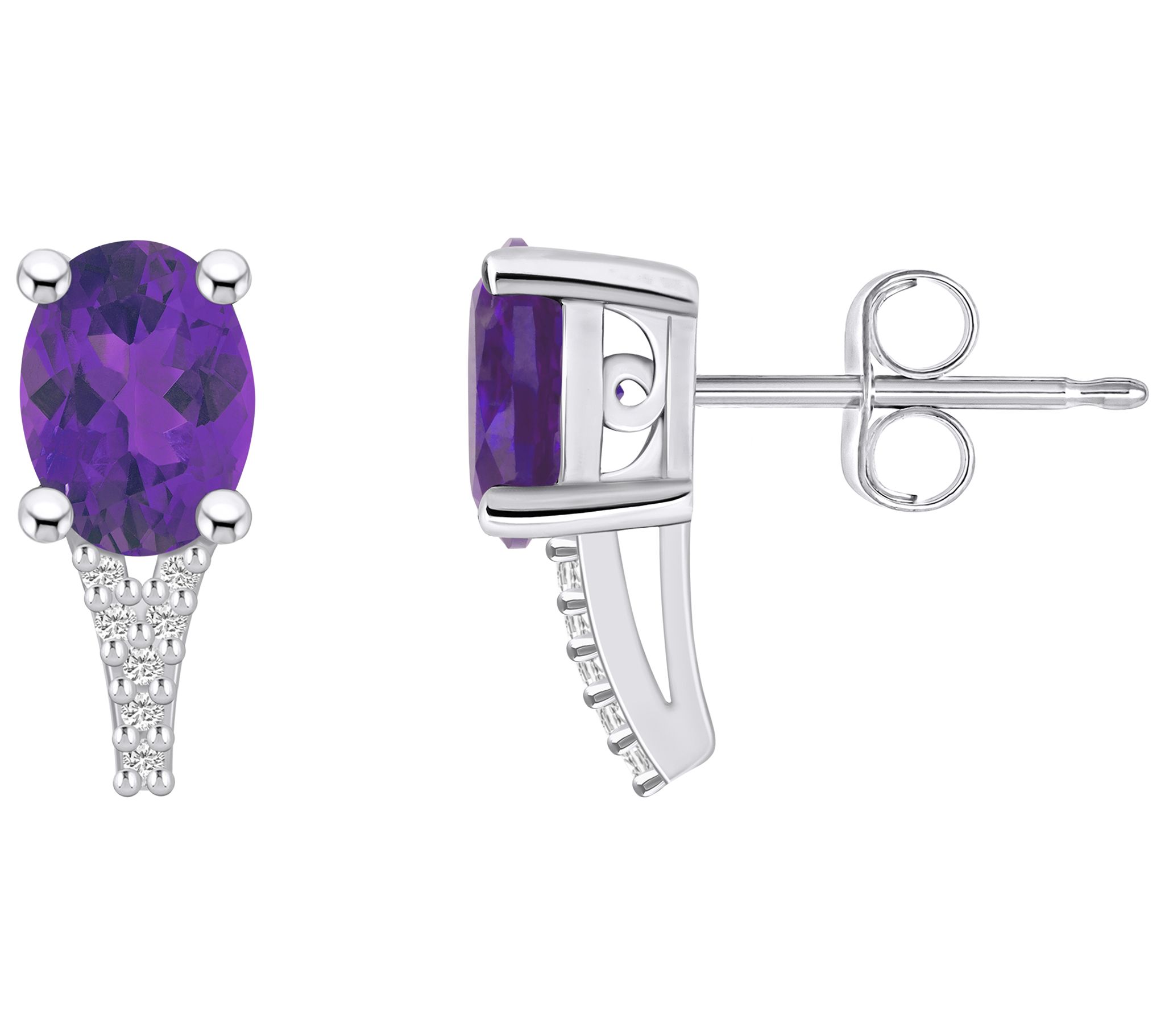 Affinity Gems Oval Gemstone & Diamond Earrings,14K White Gold