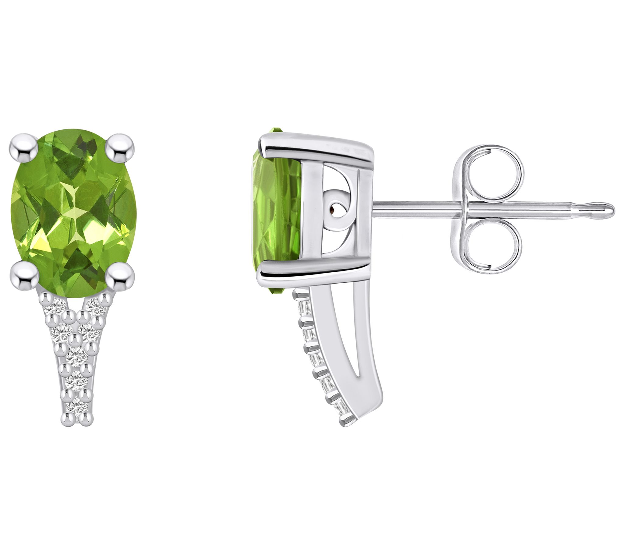 Affinity Gems Oval Gemstone & Diamond Earrings,14K White Gold