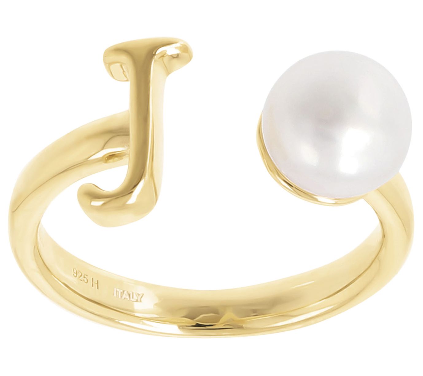 Honora Cultured Pearl Initial Cuff Ring, 14K Gold Plated