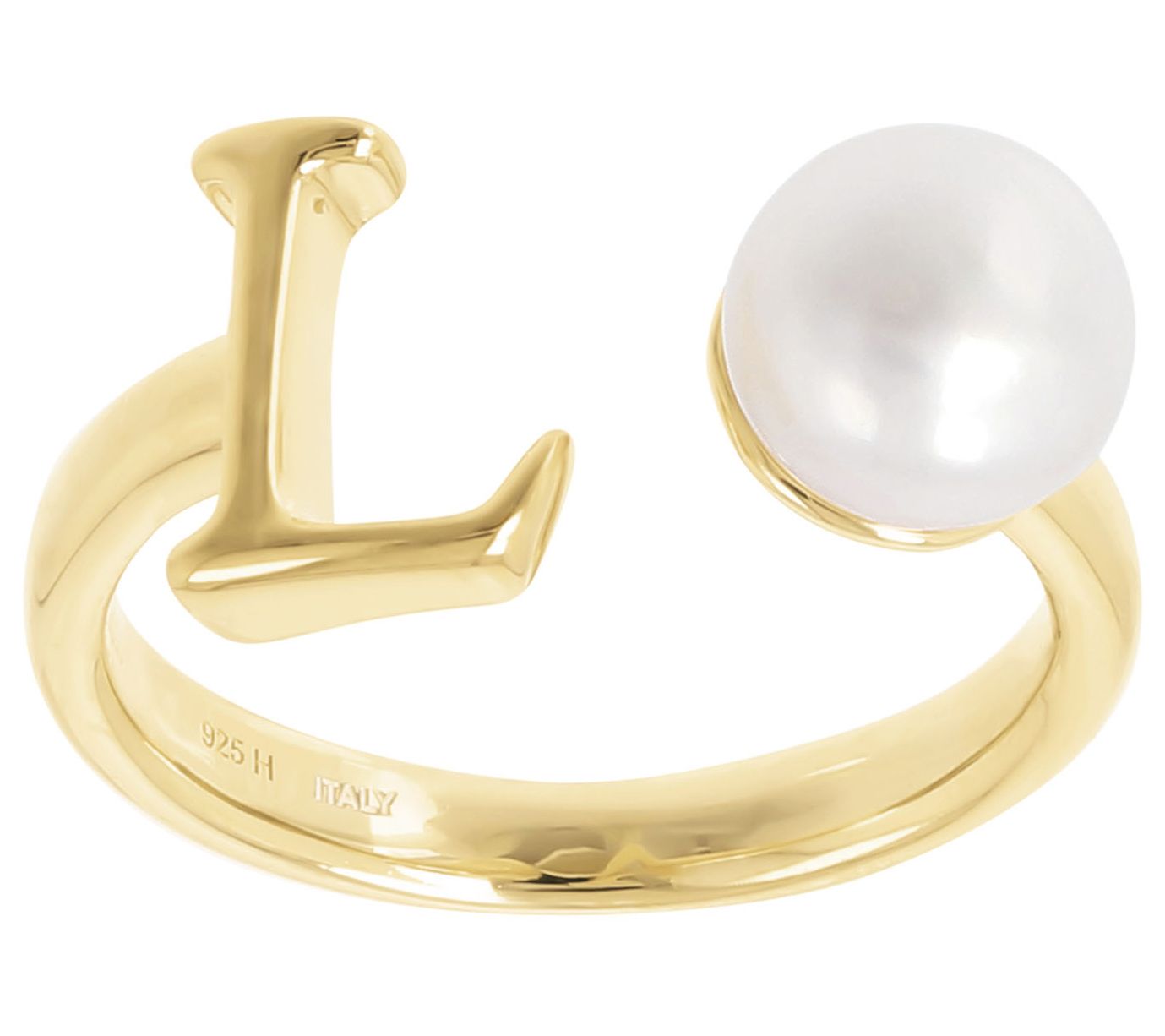 Honora Cultured Pearl Initial Cuff Ring, 14K Gold Plated