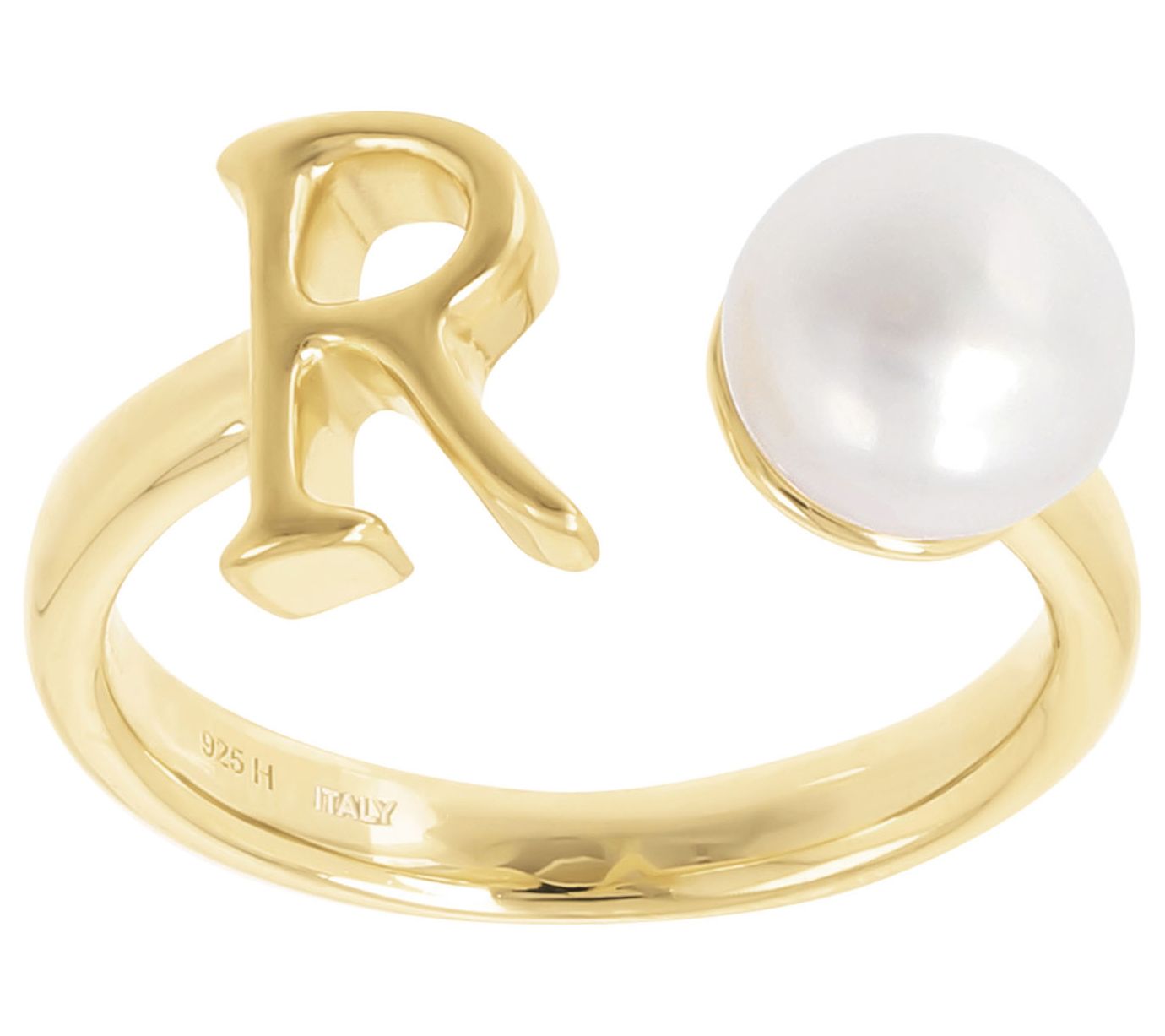 Honora Cultured Pearl Initial Cuff Ring, 14K G  Plated