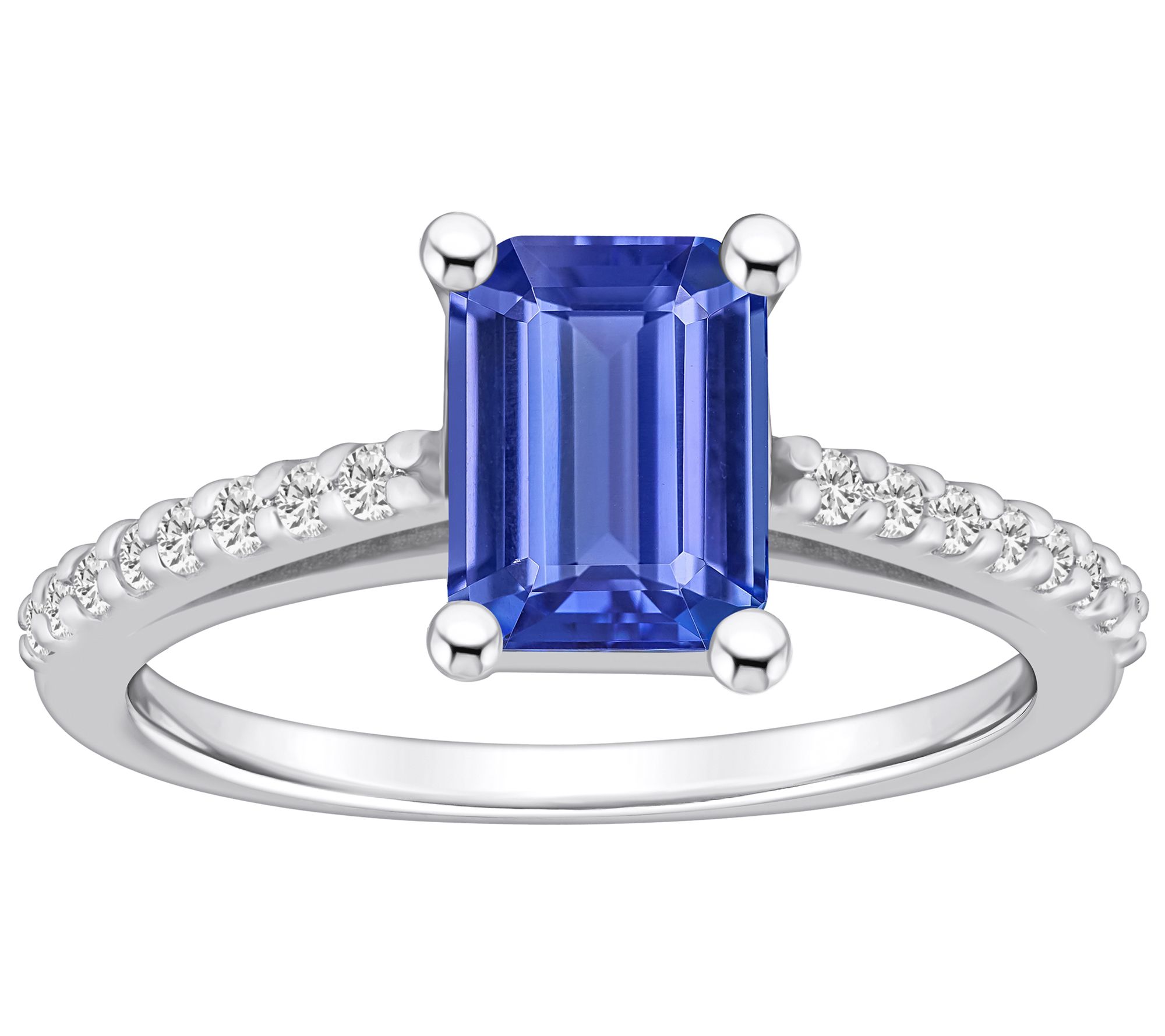 Affinity Gems Emerald-Cut Tanzanite & Diamond Ring, 14K Gold