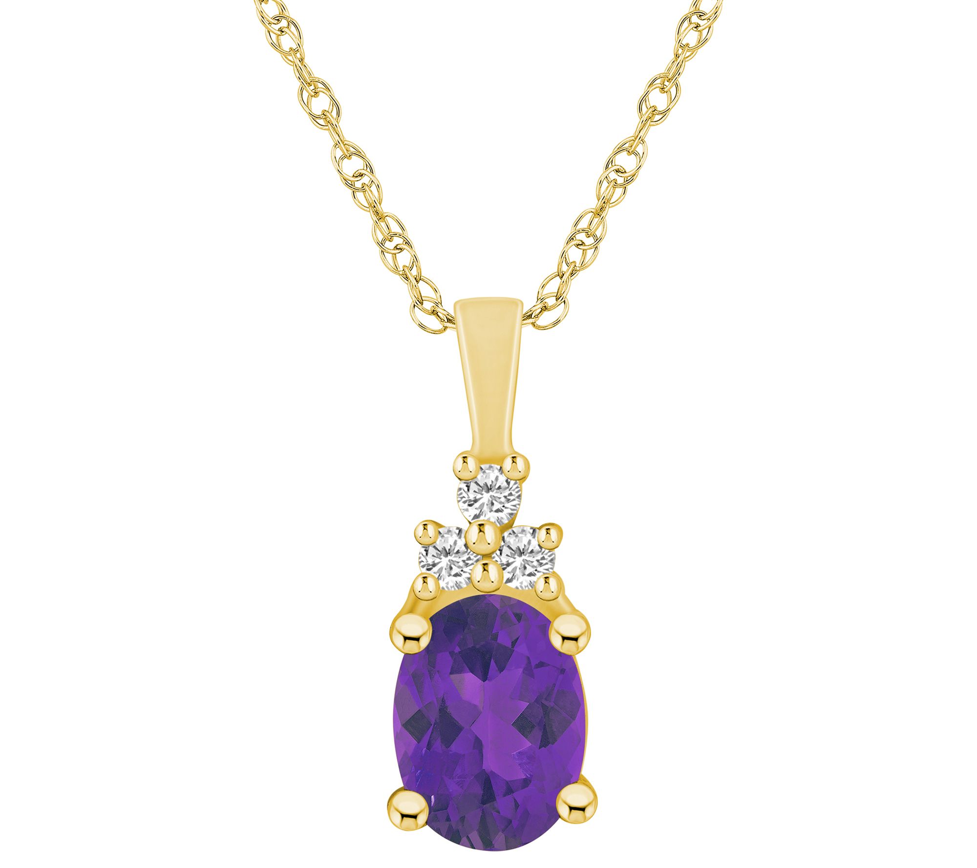Affinity Gems Oval-Cut Gemstone Pendant w/ Chain, 14K Gold