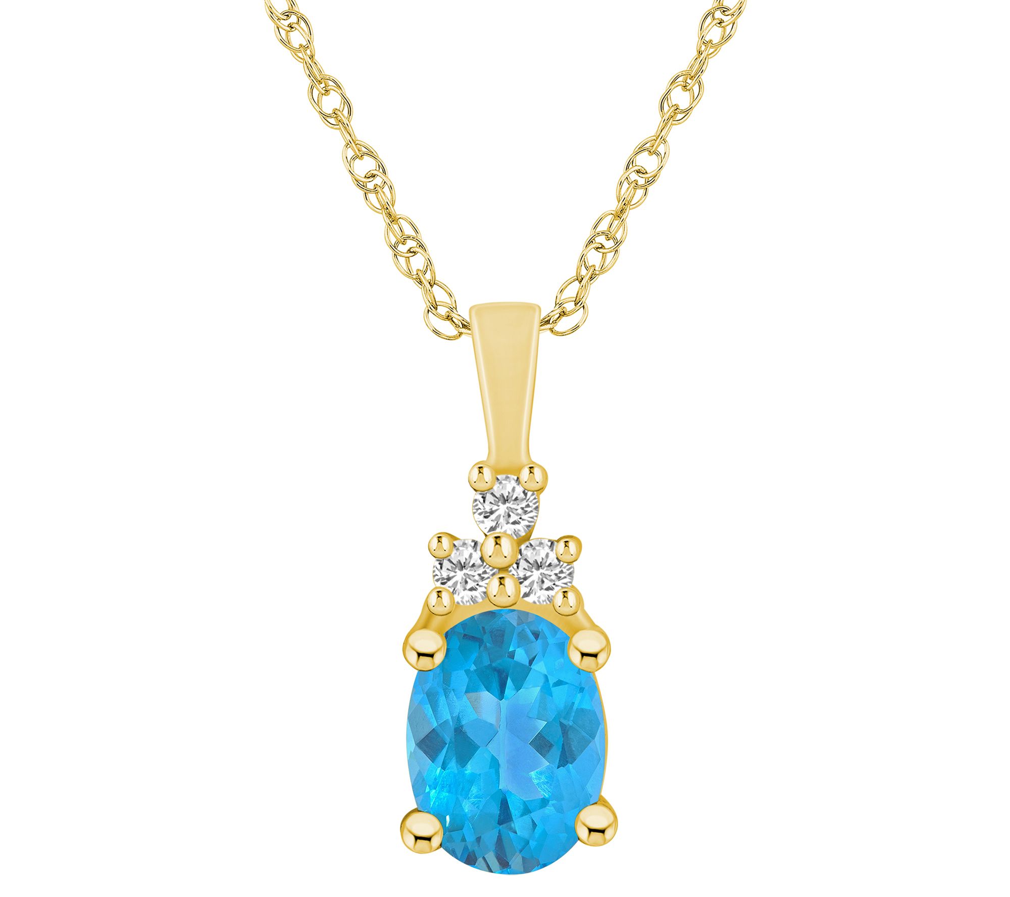 Affinity Gems Oval-Cut Gemstone Pendant w/ Chain, 14K Gold