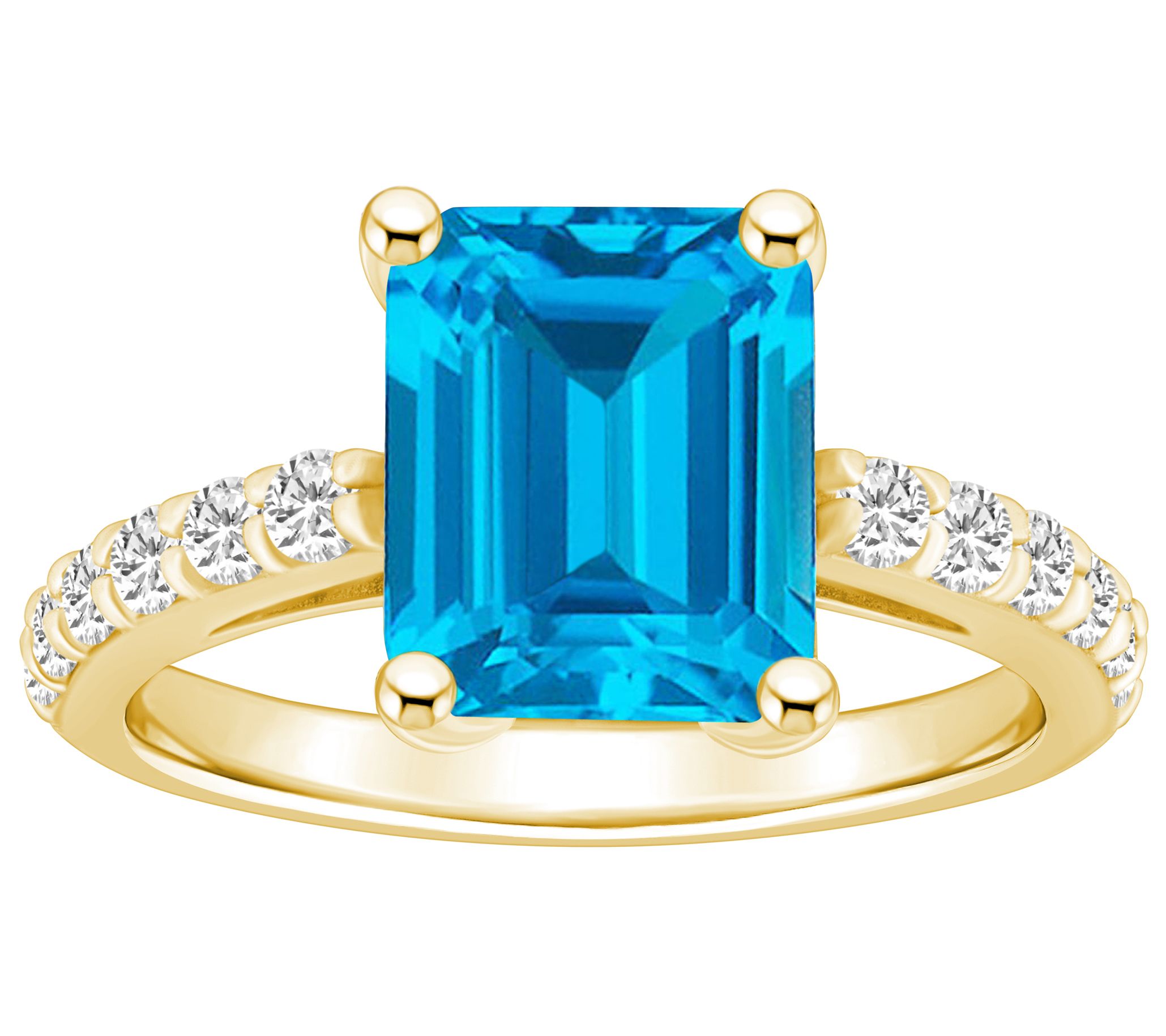 Affinity Gems Emerald-Cut Gemstone & Diamond Ring, 14K Gold