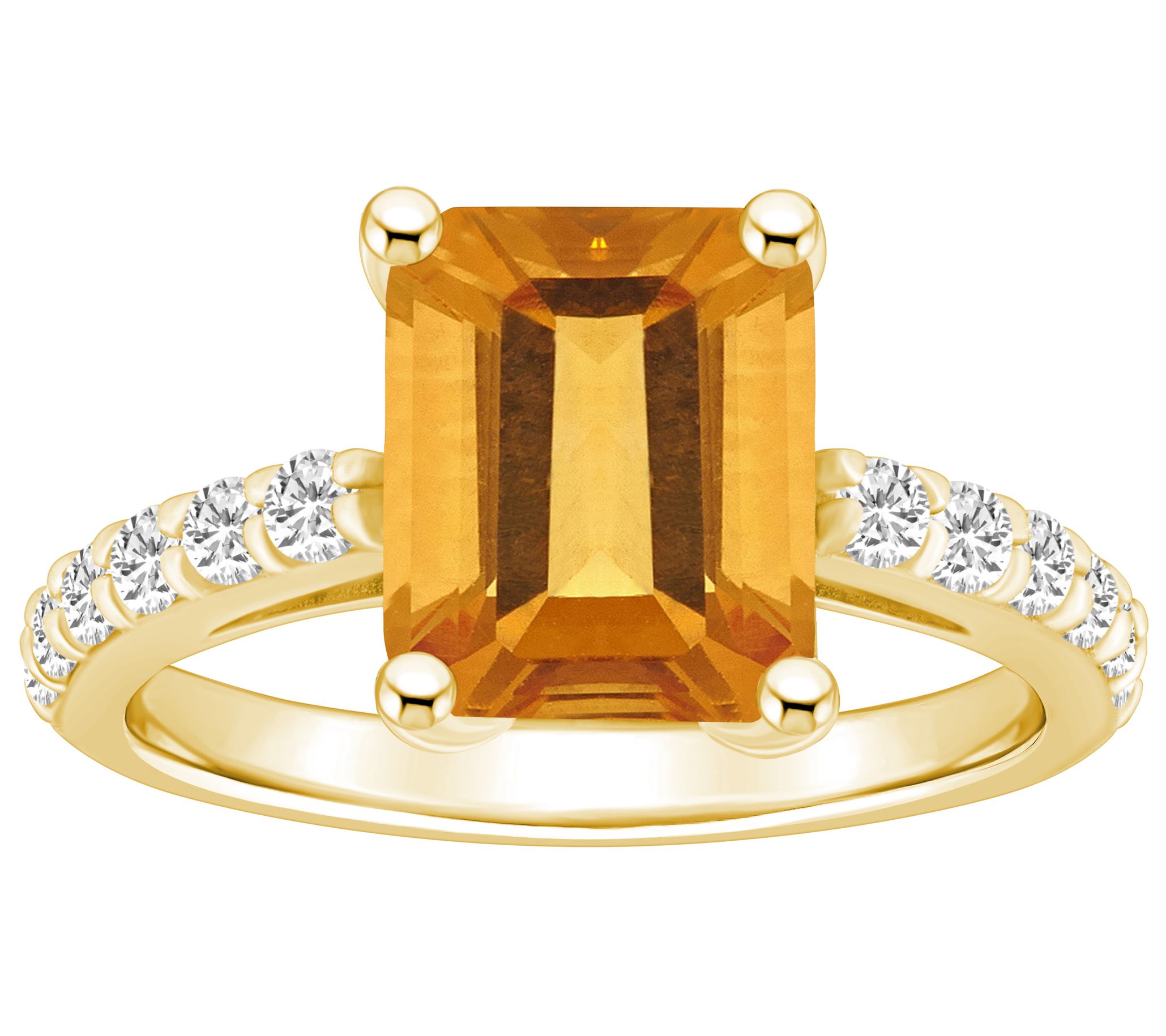 Affinity Gems Emerald-Cut Gemstone & Diamond Ring, 14K Gold