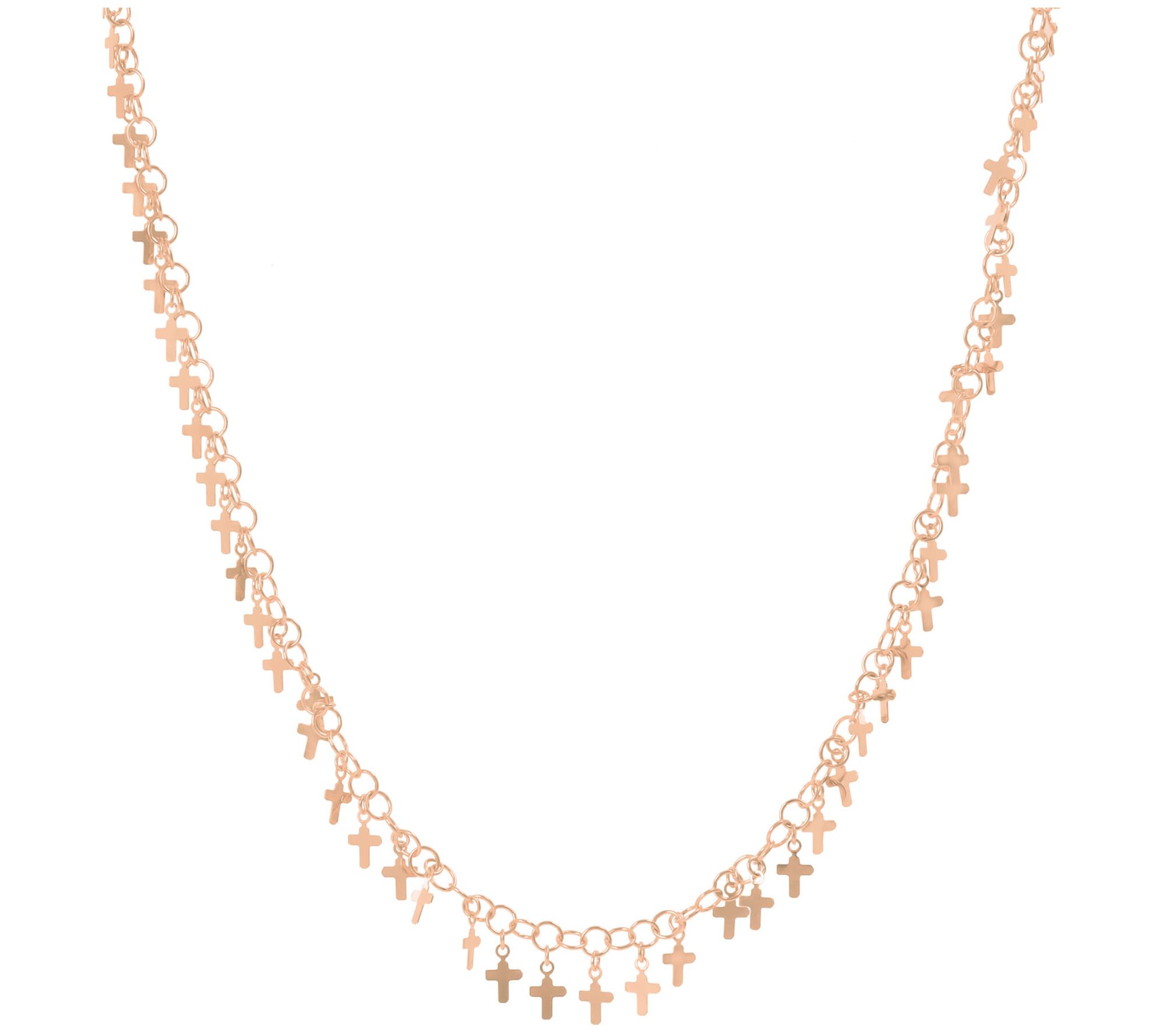 Veronese 18K Gold Plated Cross Adjustable Necklace, 5.4g