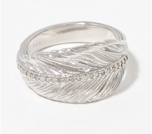 Or Paz Diamonds Leaf Ring, Sterling Silver 0.13 cttw