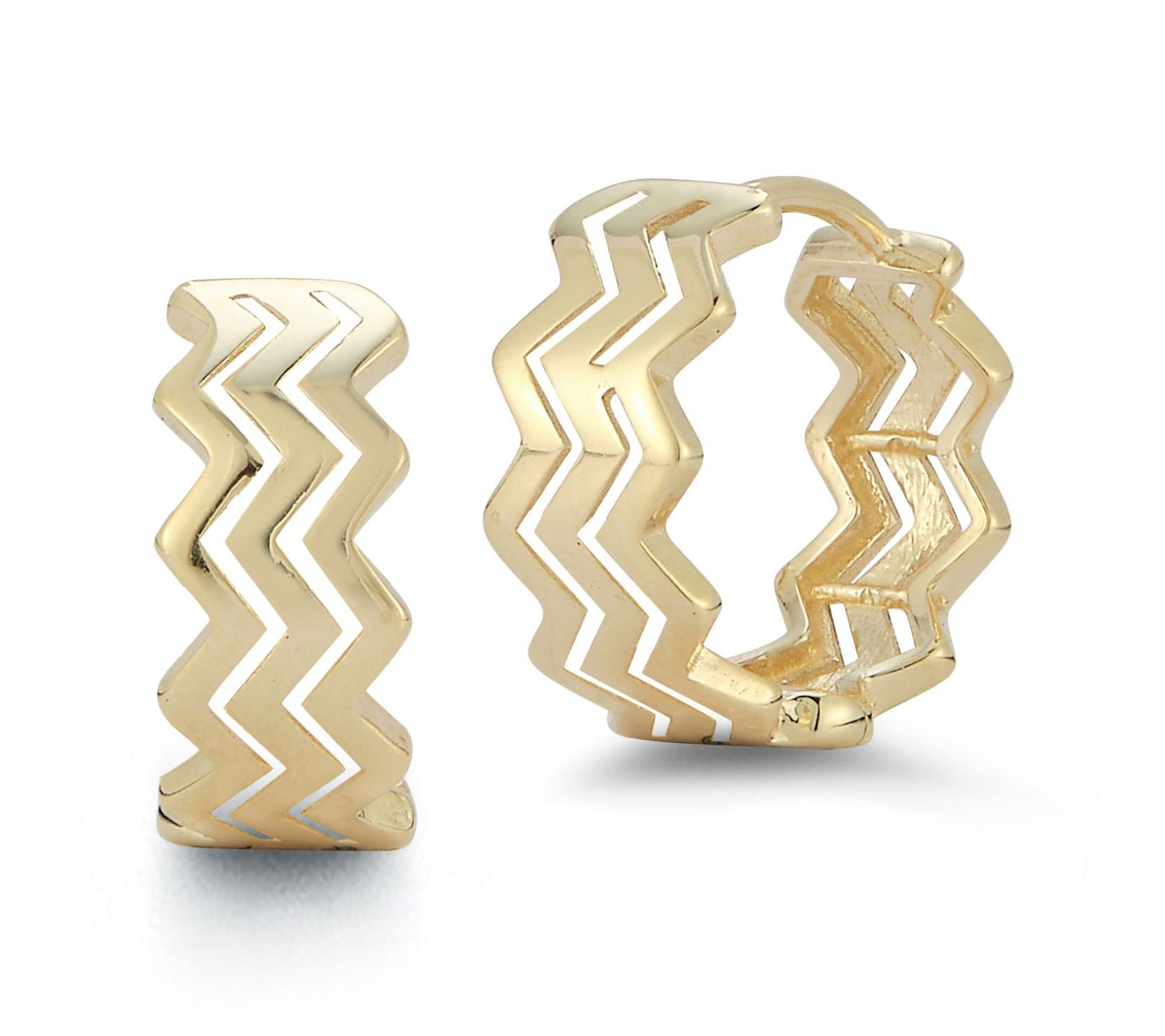 Luminosa Gold Zig Zag Huggie Hoop Earrings, 14K