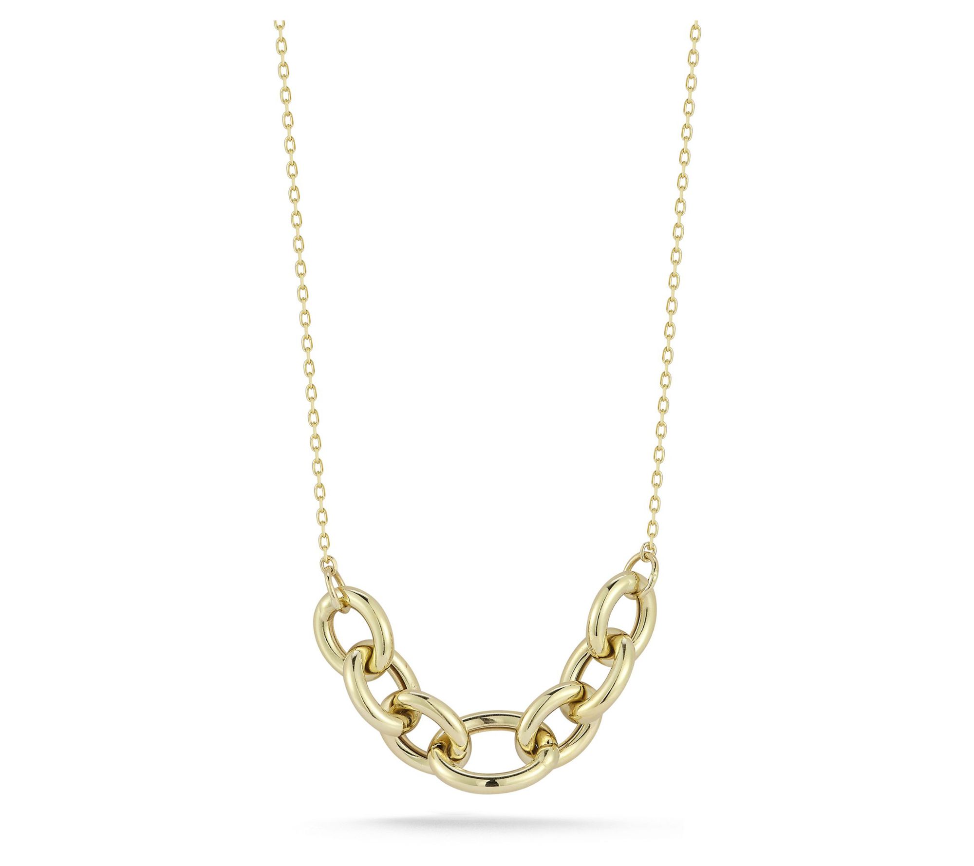 Italian Gold Bold Oval-Link Bib Necklace, 14K