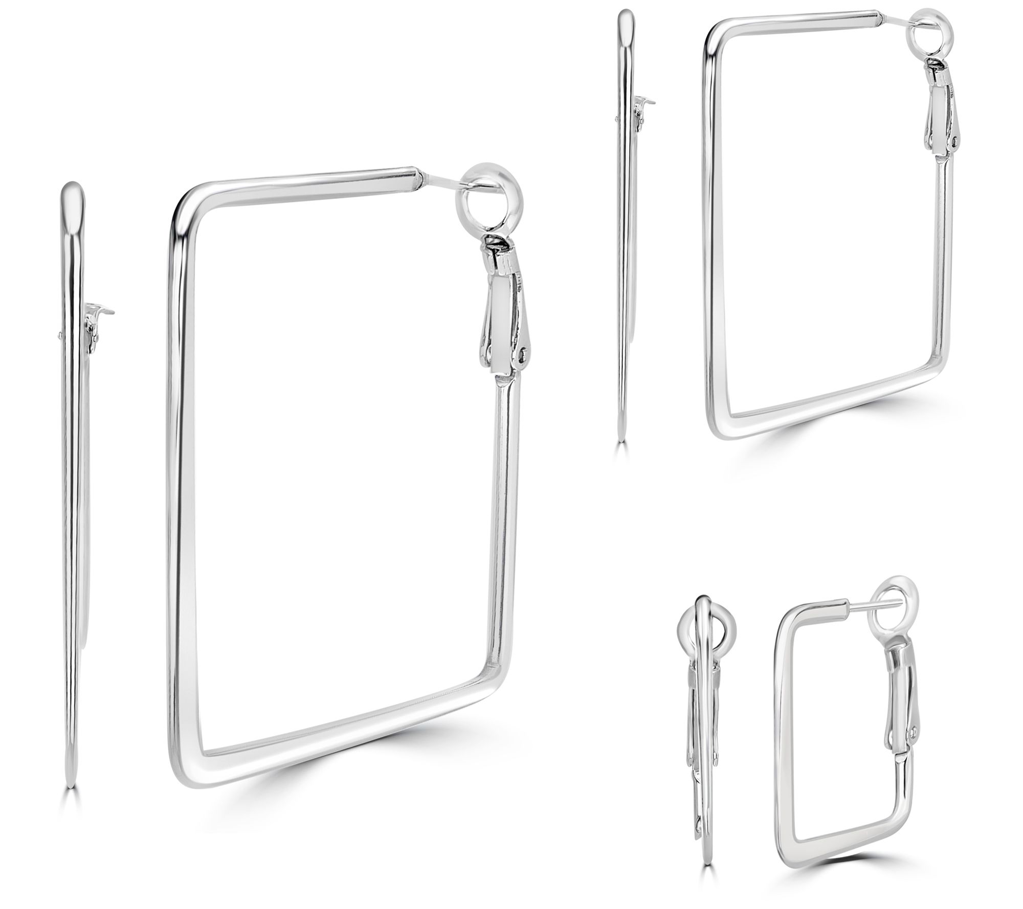 Steel By Design Set of 3 Square Hoop Earrings