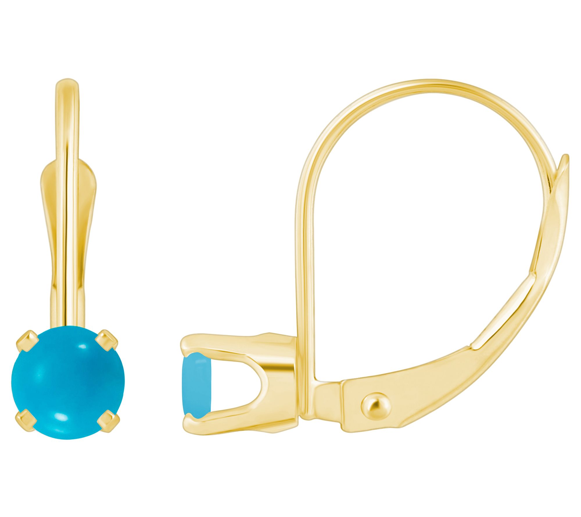 Affinity Gems Round Leverback Earrings, 14K Gold