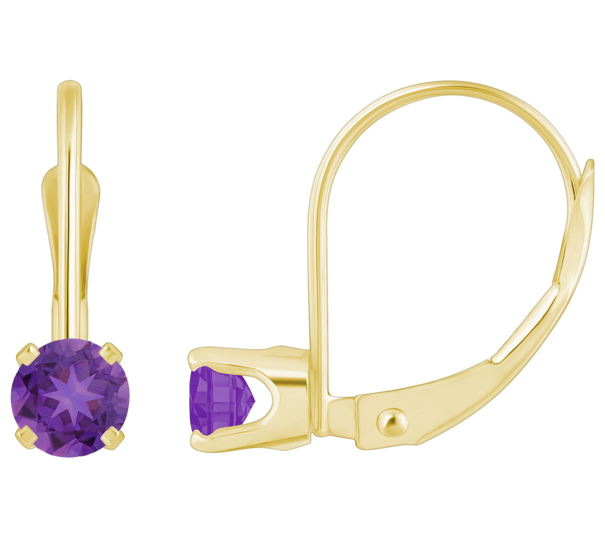 Affinity Gems Round Leverback Earrings, 14K Gold