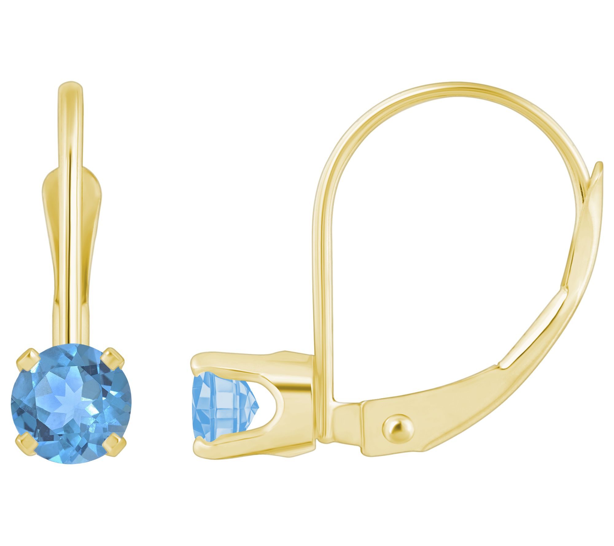 Affinity Gems Round Leverback Earrings, 14K Gold