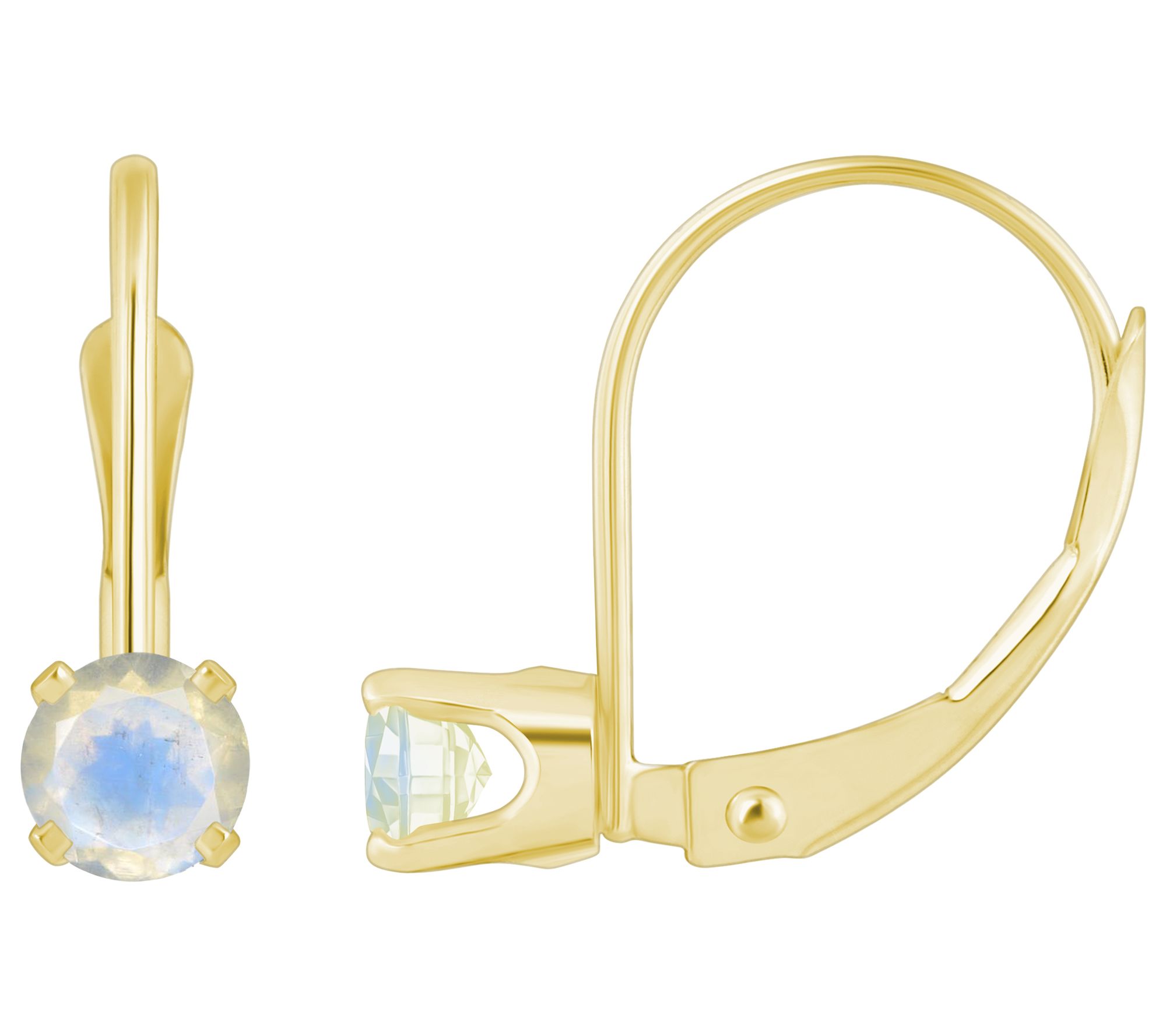 Affinity Gems Round Leverback Earrings, 14K Gold
