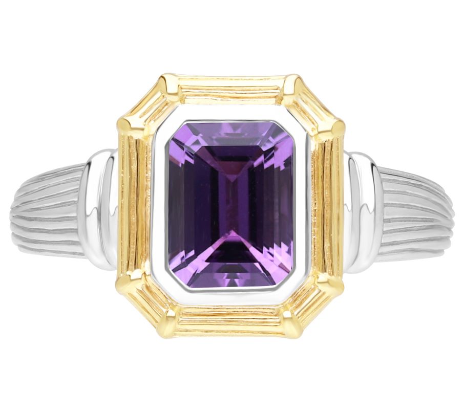 Ariva Sterling Silver & 18K Gold Clad GemstoneNantucket Ring