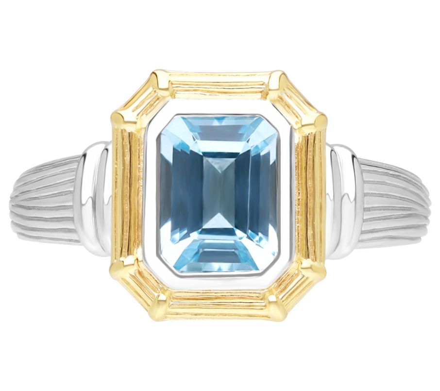 Ariva Sterling Silver & 18K Gold Clad GemstoneNantucket Ring