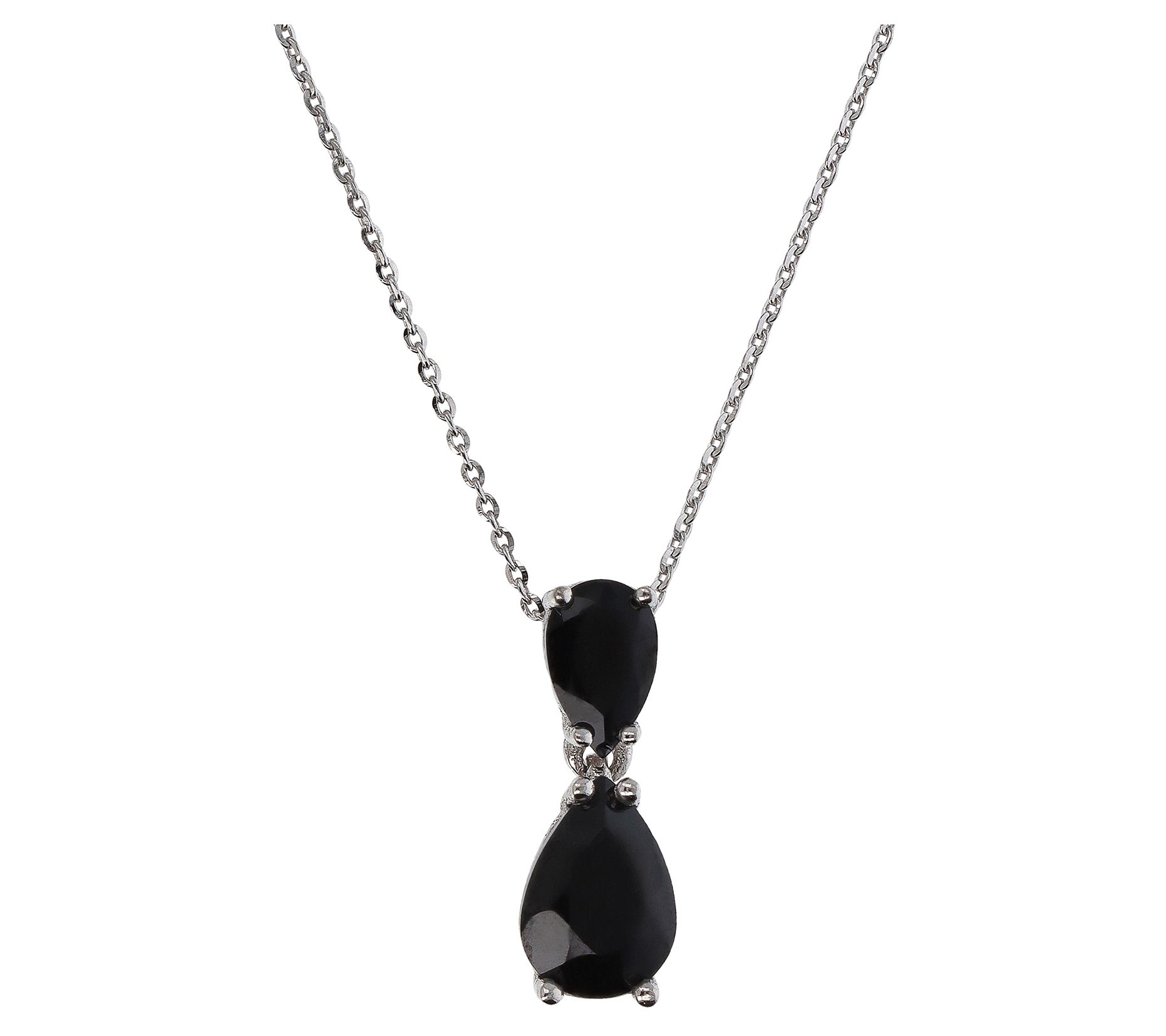 Diamonique Simulated Pendant with Chain, Sterling Silver