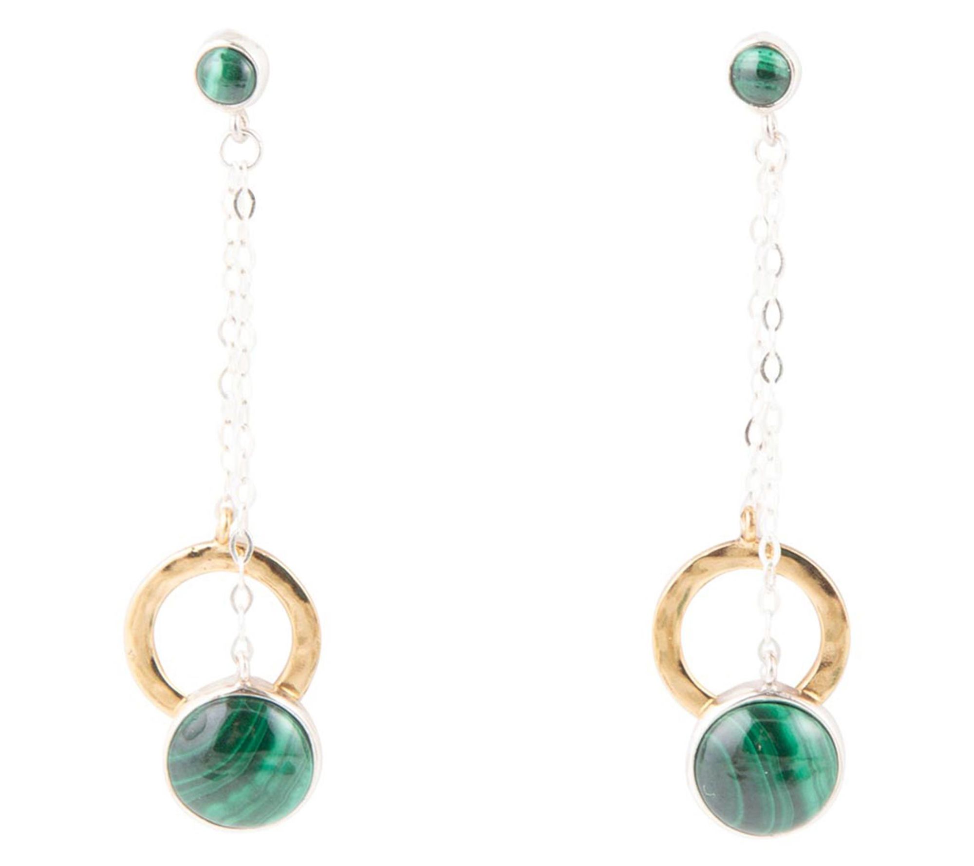 Barse Artisan Crafted Two-Toned Malachite Droparrings