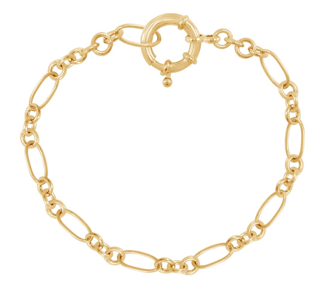 14K Gold Plated Figaro Chain Link Bracelet