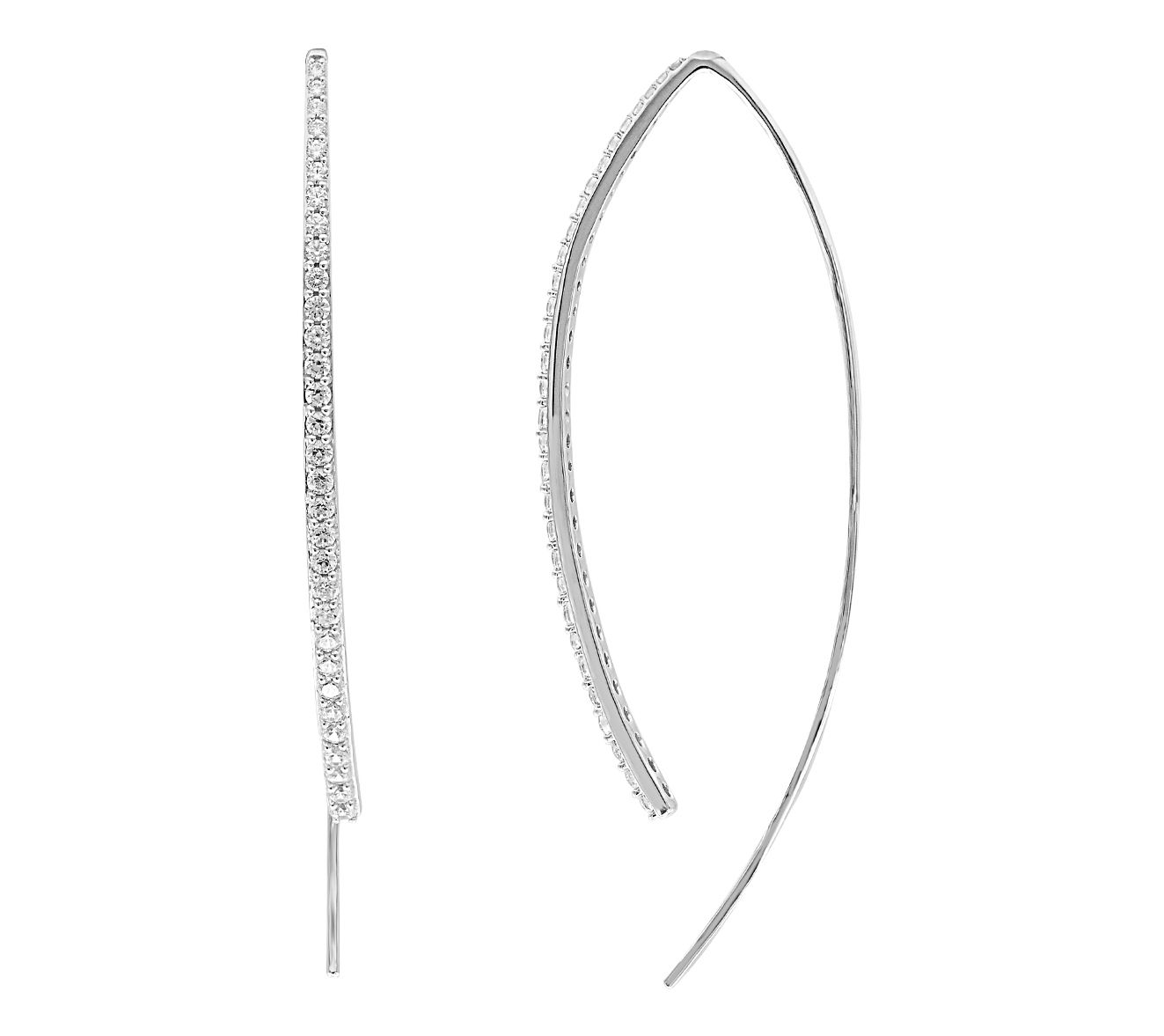 Affinity Diamond 1.50 cttw Threader Hoop Earrings, 14K Gold