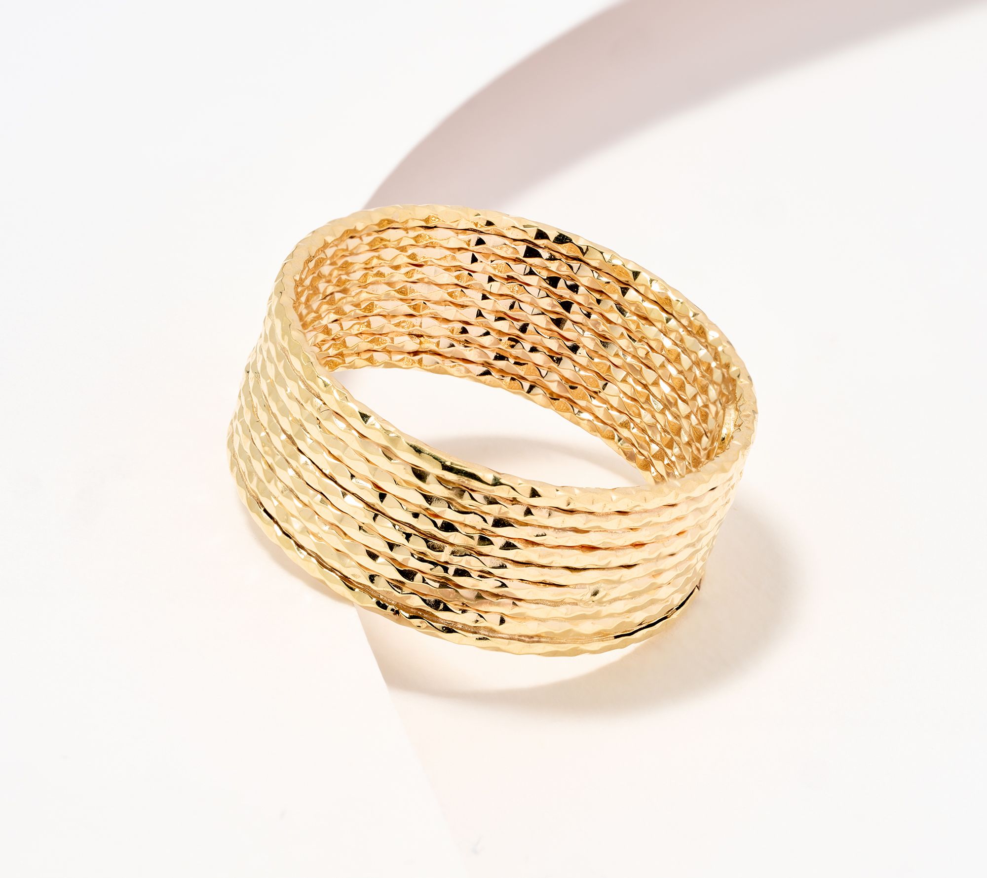 "As Is" David Markstein 14K Gold Diamond Cut Multi Layer Ring