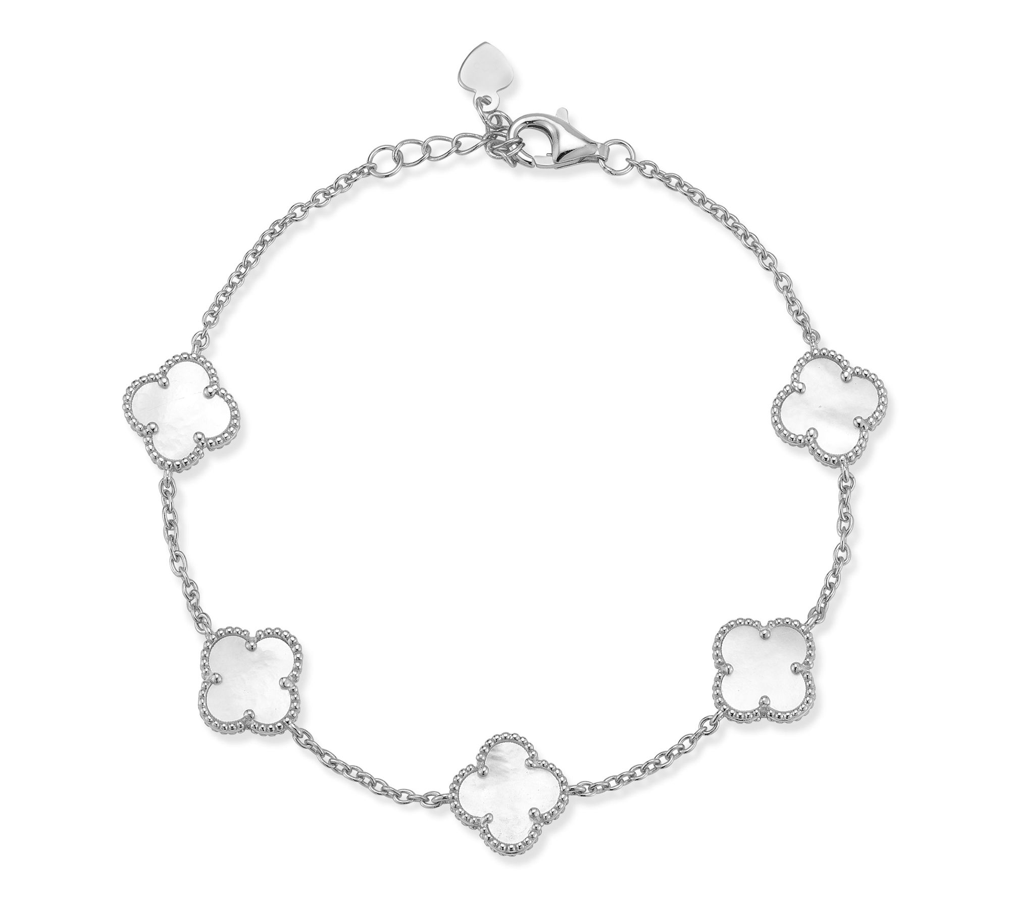 Sterlina Silver Simulated Clover Bracelet, Sterling Silver