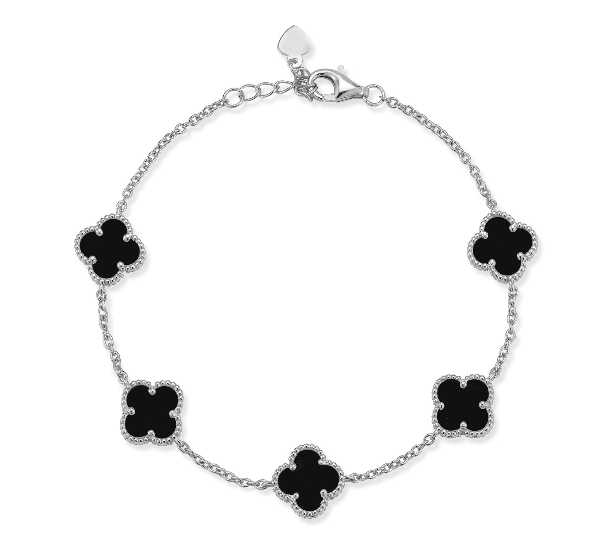Sterlina Silver Simulated Clover Bracelet, Sterling Silver