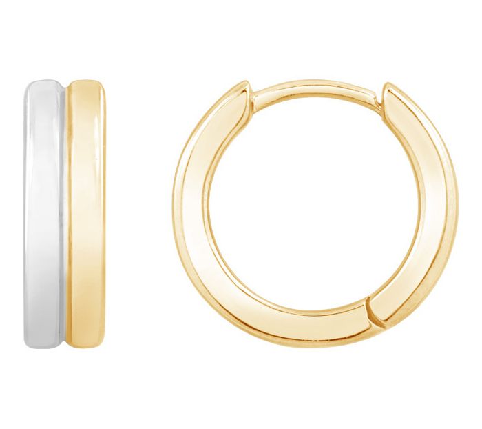 Sterling Silver Two-tone Twin Huggie Hoop Earrings