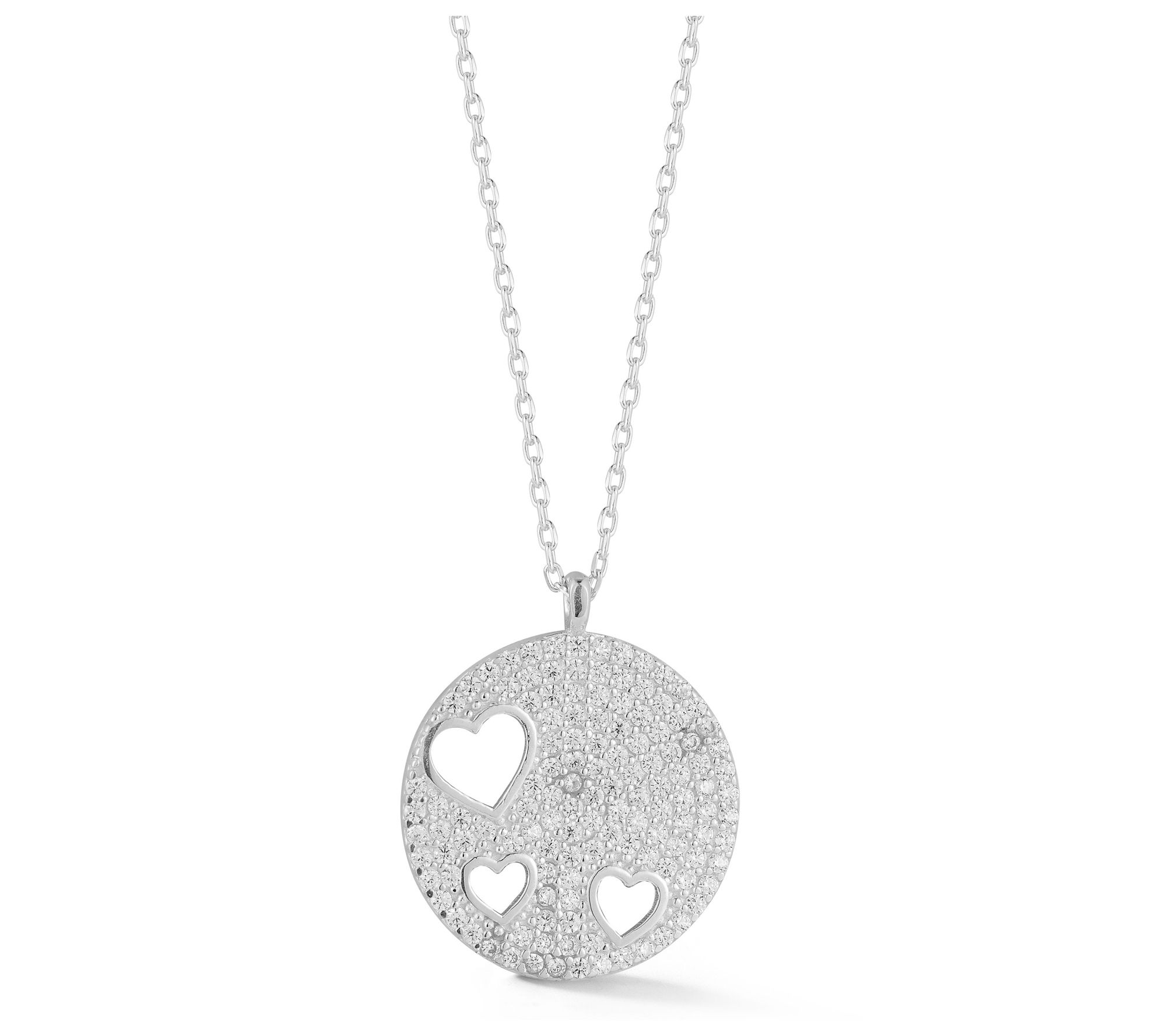 Sterlina Silver Pave Heart Cutout Pendant w/ Chain, Sterling