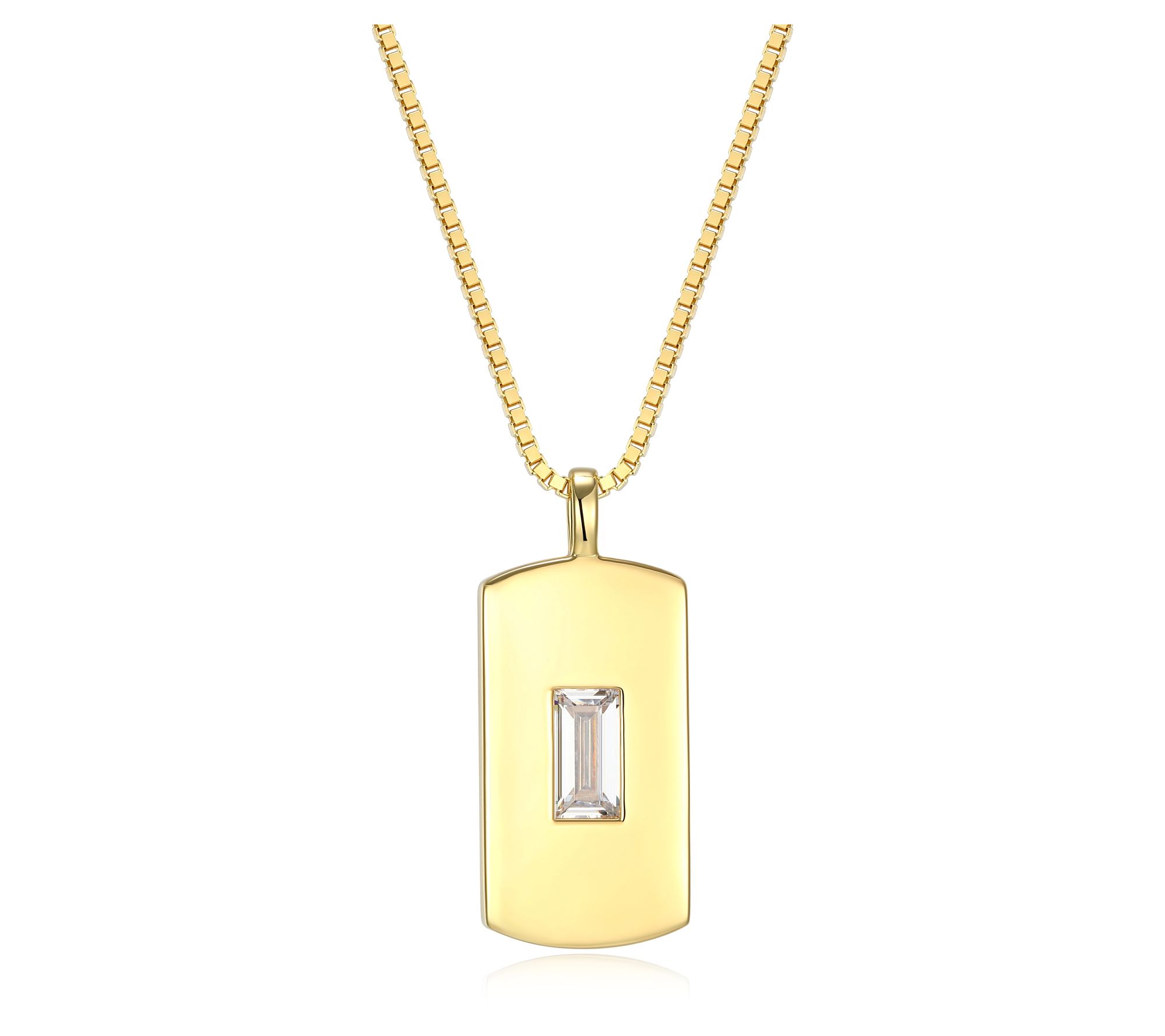 Diamonique Men's 1.25 cttw Dog Tag  w/ Chain, Sterling Silver