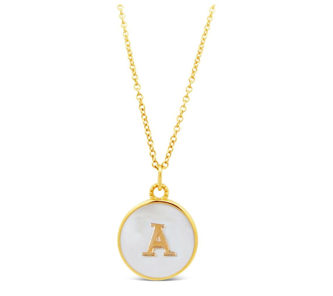 Elyse Ryan 14K Clad Mother Of Pearl Initial Pendant w/ Chain