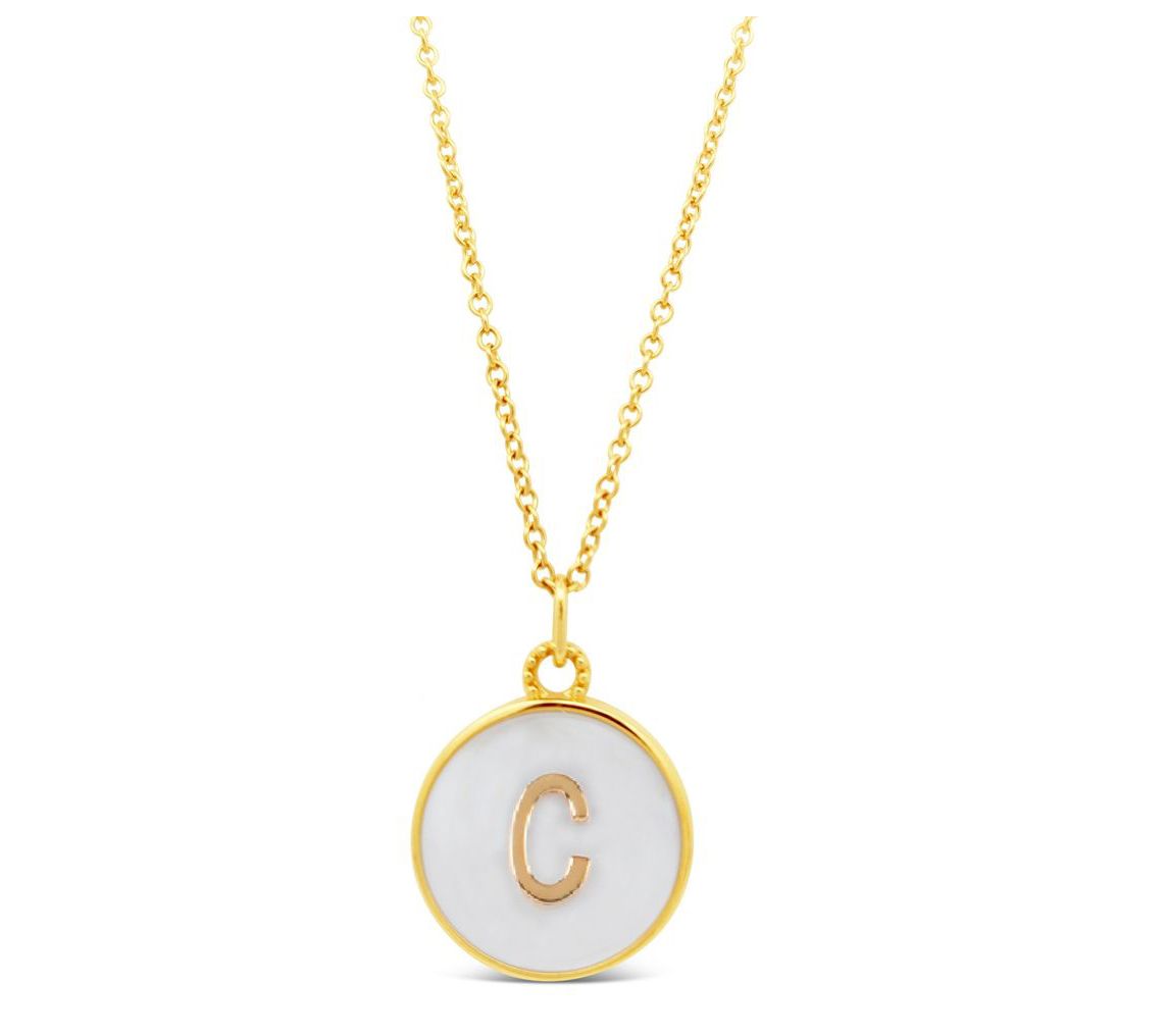 Elyse Ryan 14K Clad Mother Of Pearl Initial Pendant w/ Chain