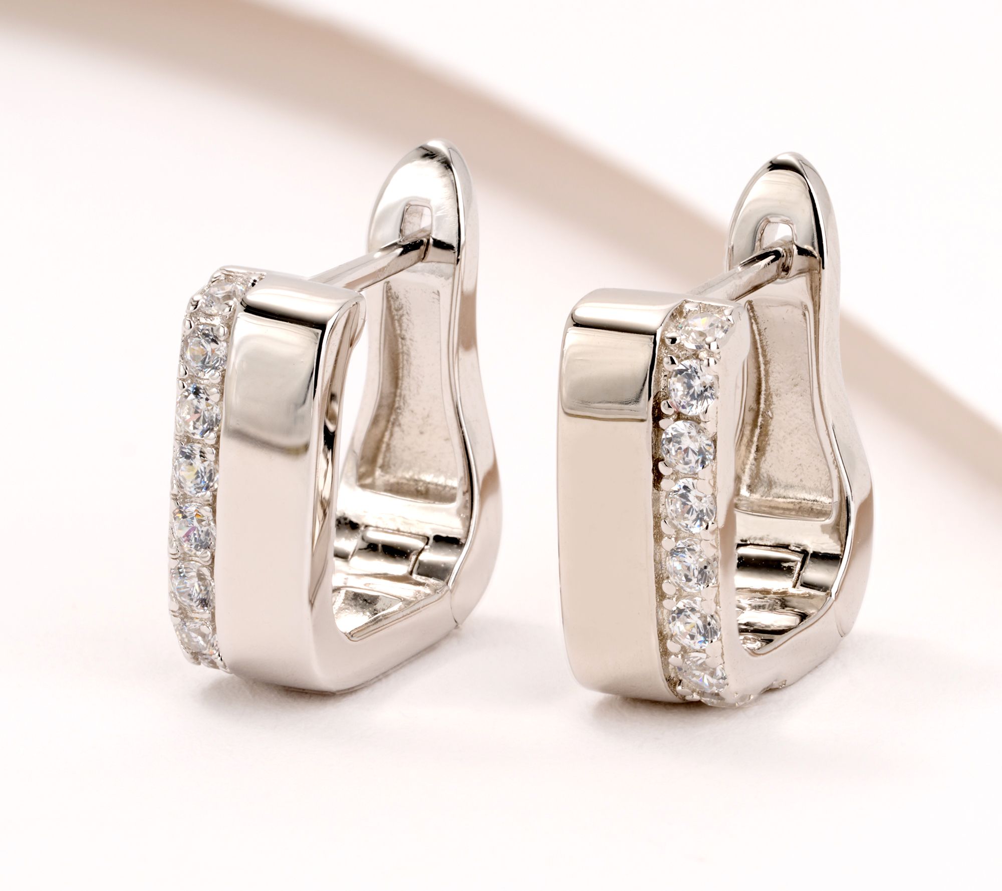 "As Is" Diamonique Choice of Plating Curvy Huggie Hoops,SS