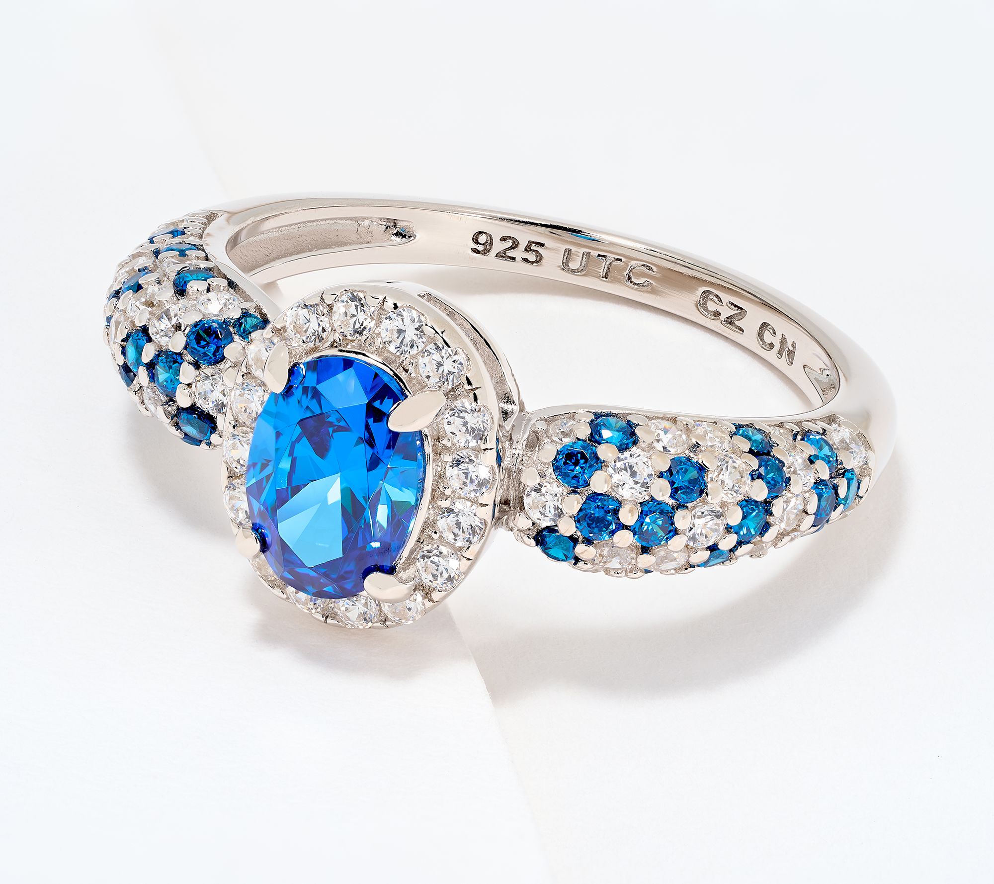 Diamonique x Kathy Levine Polka Dot Party Oval Halo Ring, Sterling Silver