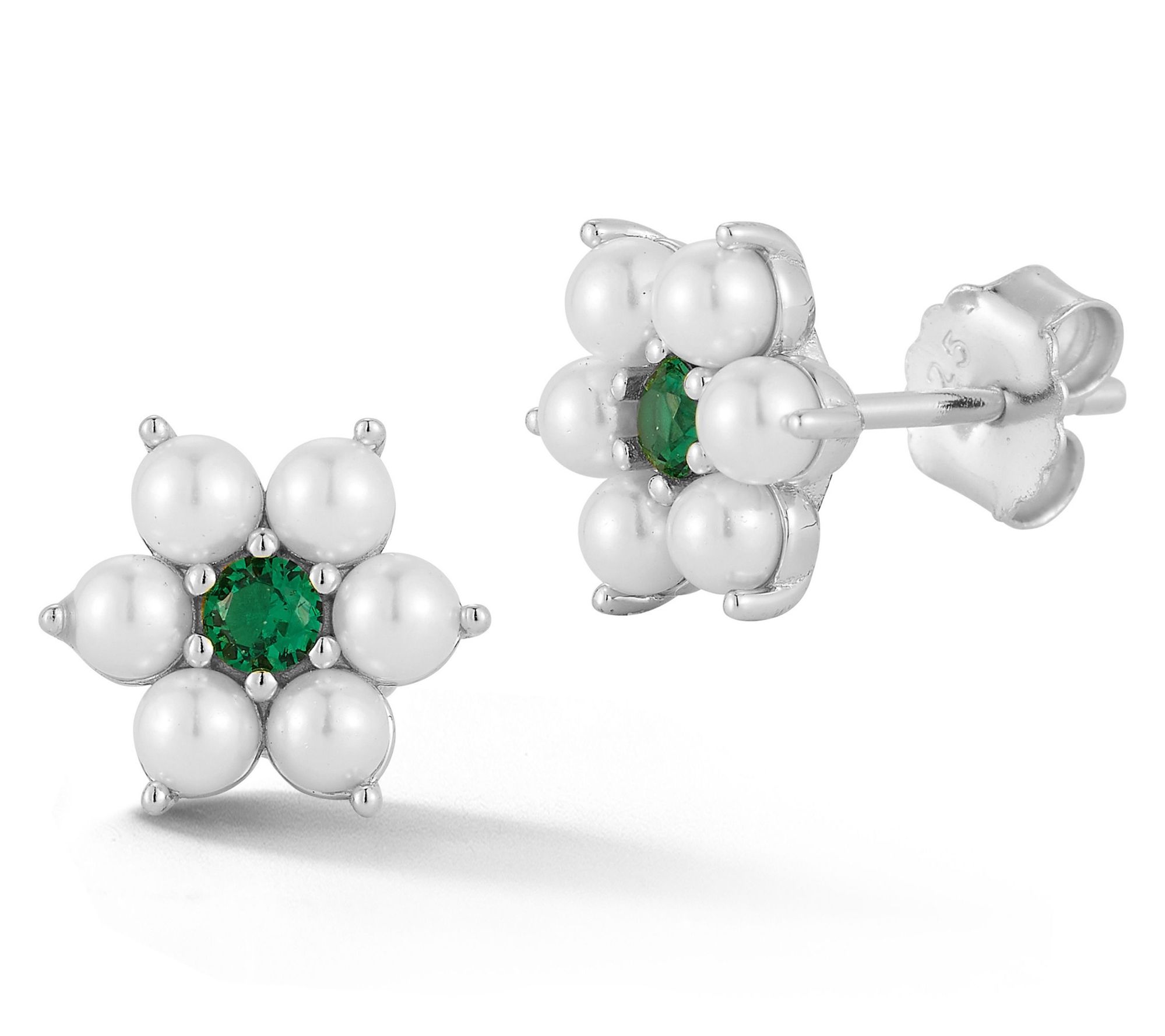 Rachel Zoe Cultured Pearl Flower Stud Earrings,Sterling