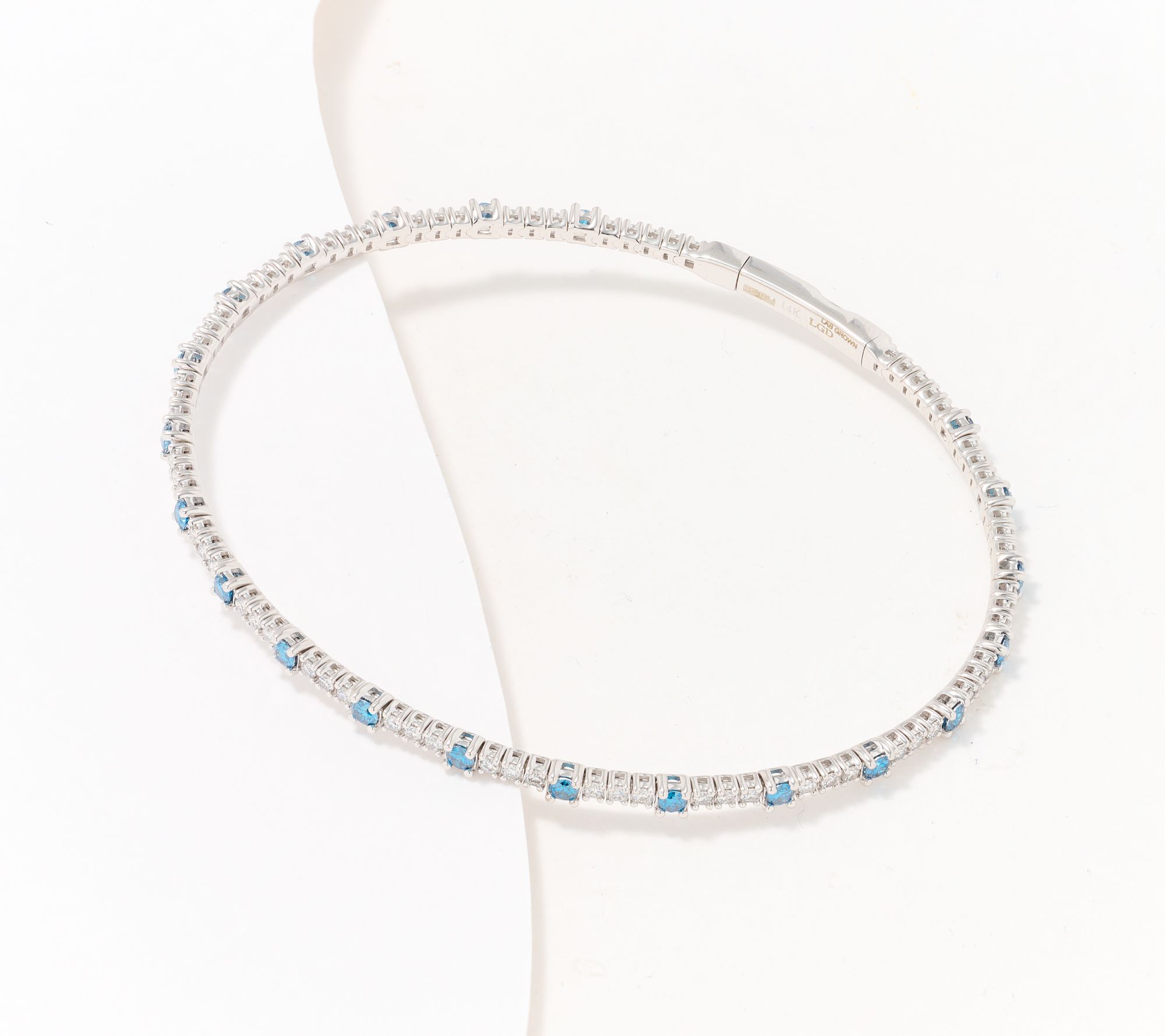 Effy Lab Grown Diamond Blue Diamond Bangle, 14K Gold