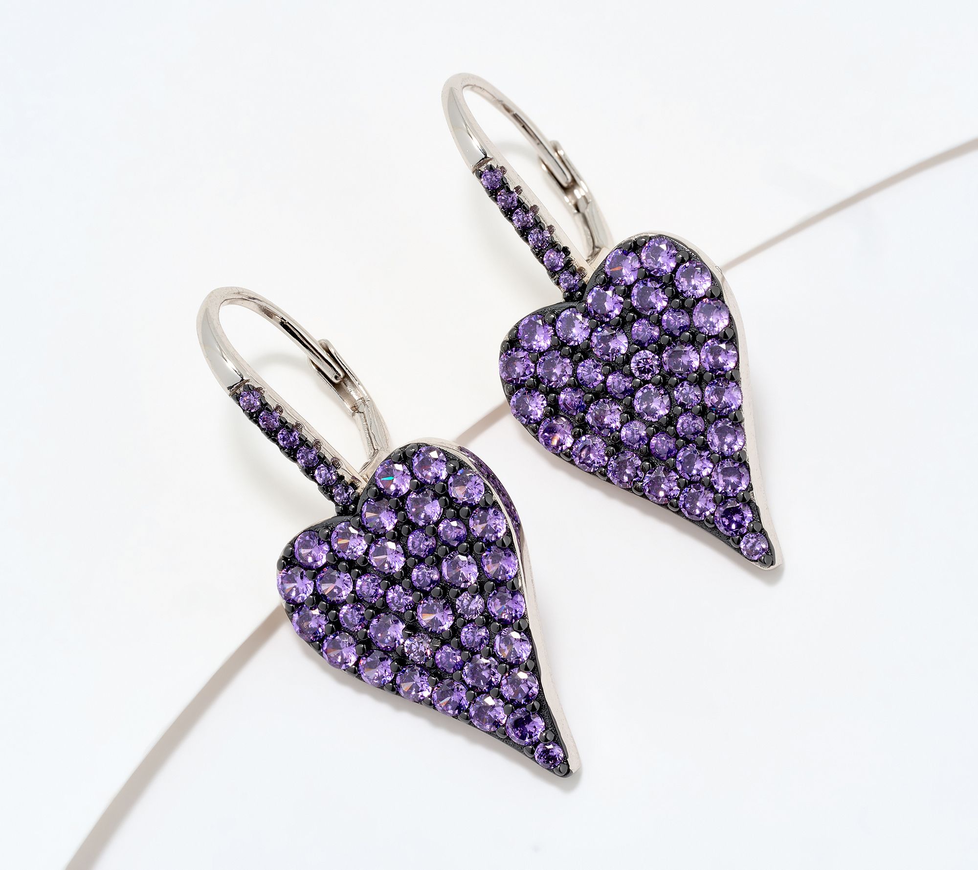 Diamonique x Jennifer Miller Pave Heart Earrings, Sterling Silver