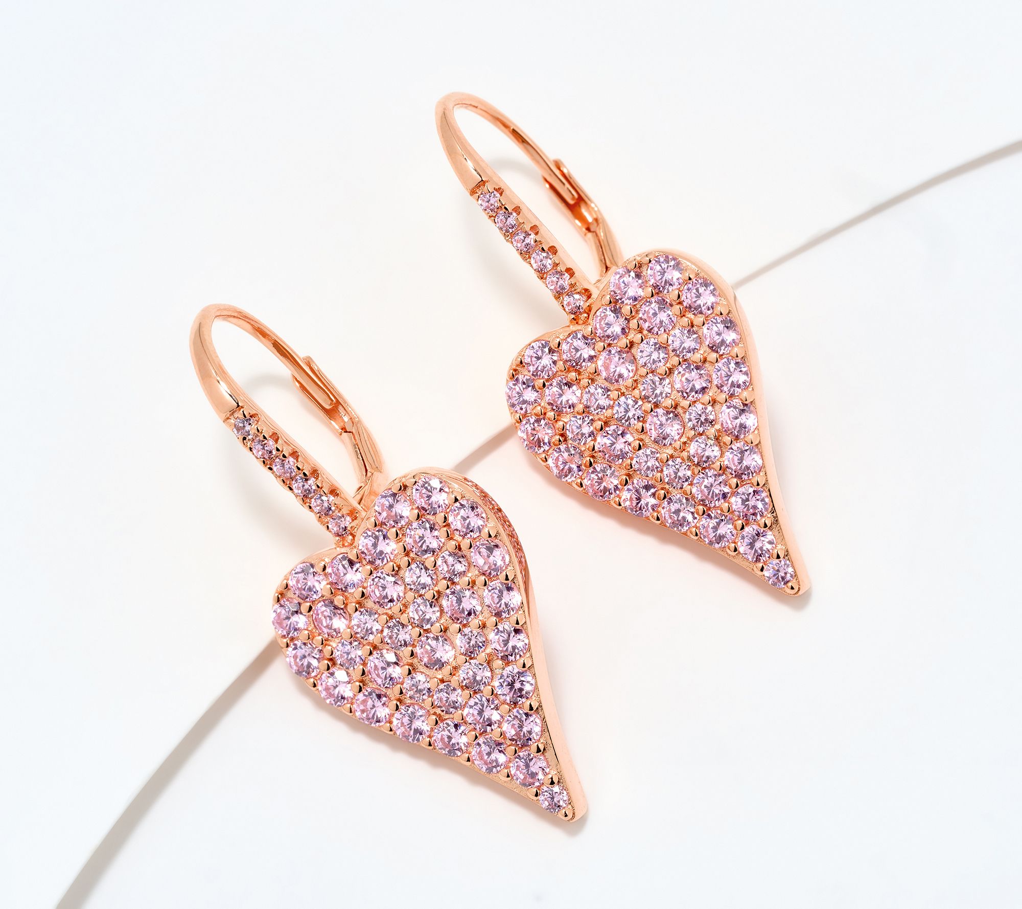 Diamonique x Jennifer Miller Pave Heart Earrings, Sterling Silver