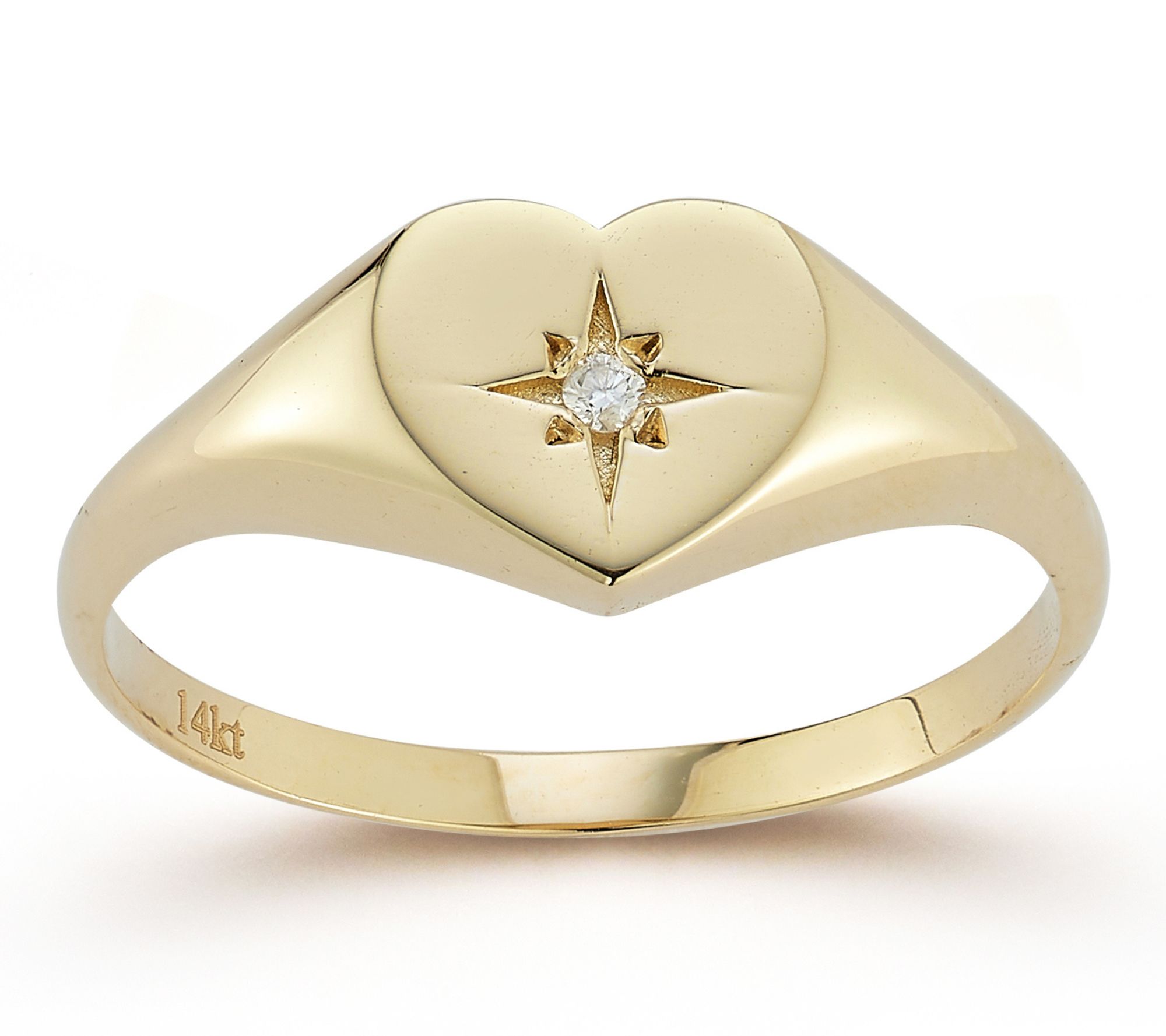 Luminosa Gold Diamond Accent Heart Signet Ring,14K