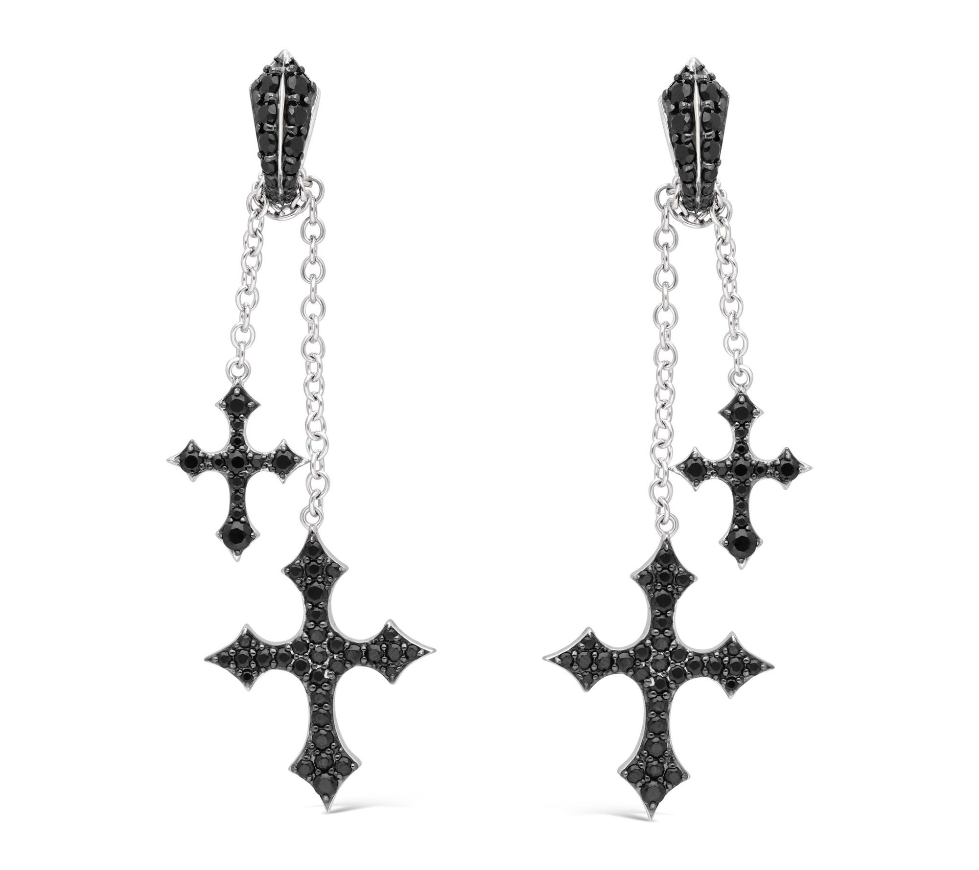 Margo Manhattan Sterling Black Spinel FAITH Cross Earrings