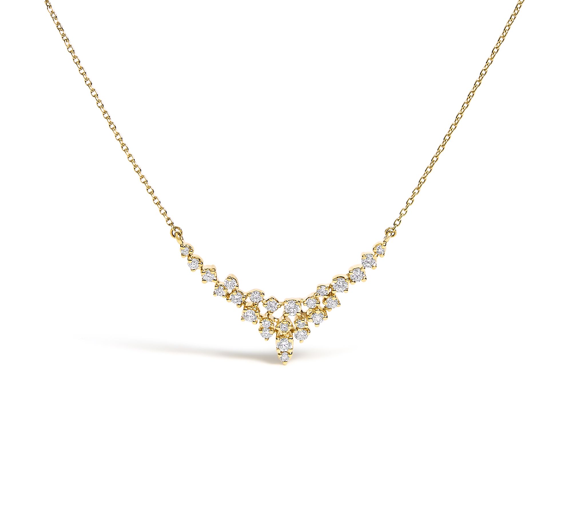 Haus of Brilliance 0.50 cttw Diamond "V" Neckla ce, 14K Gold