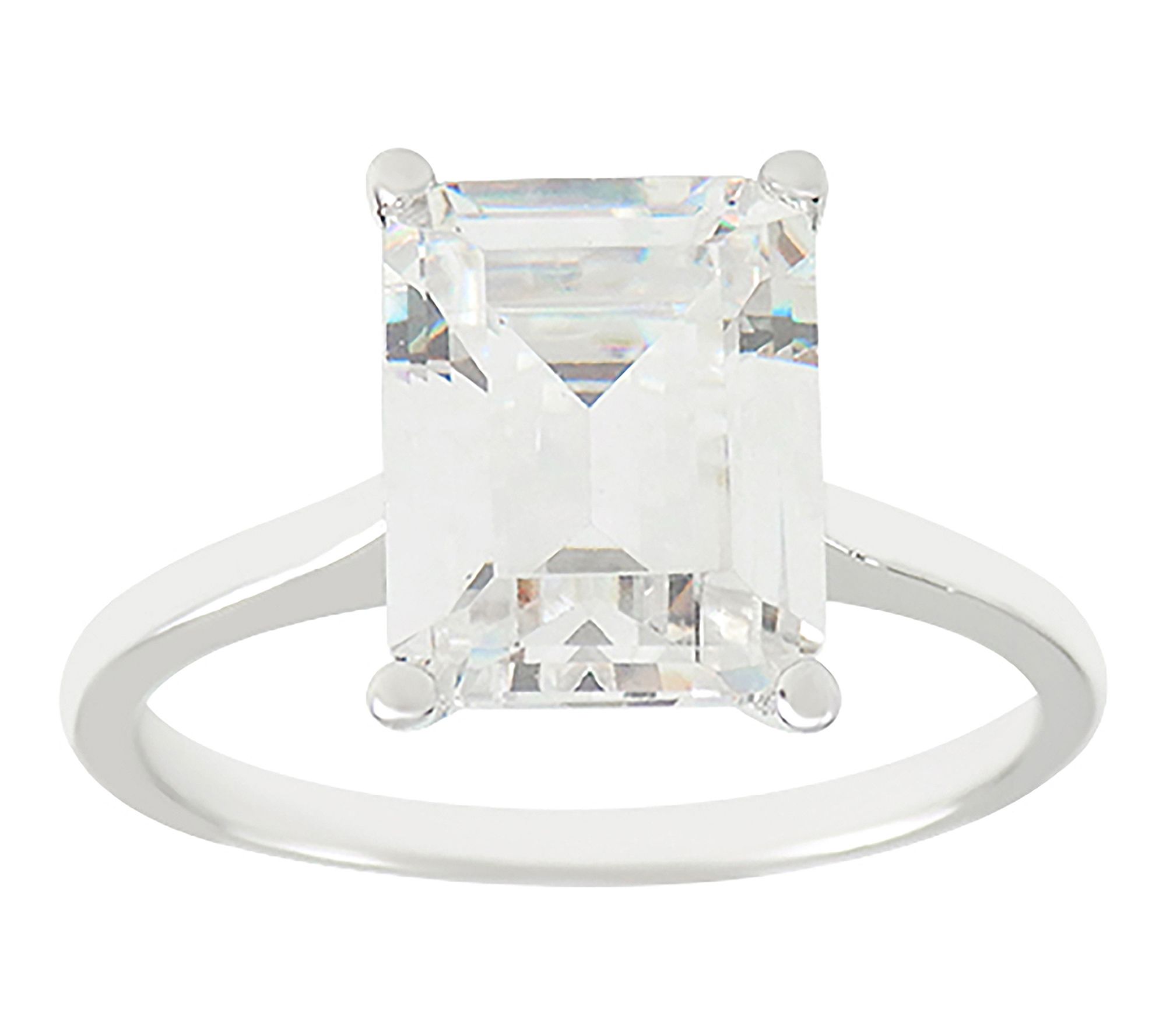 Diamonique 3.85 cttw Emeral Cut Solitaire Ring,Sterling