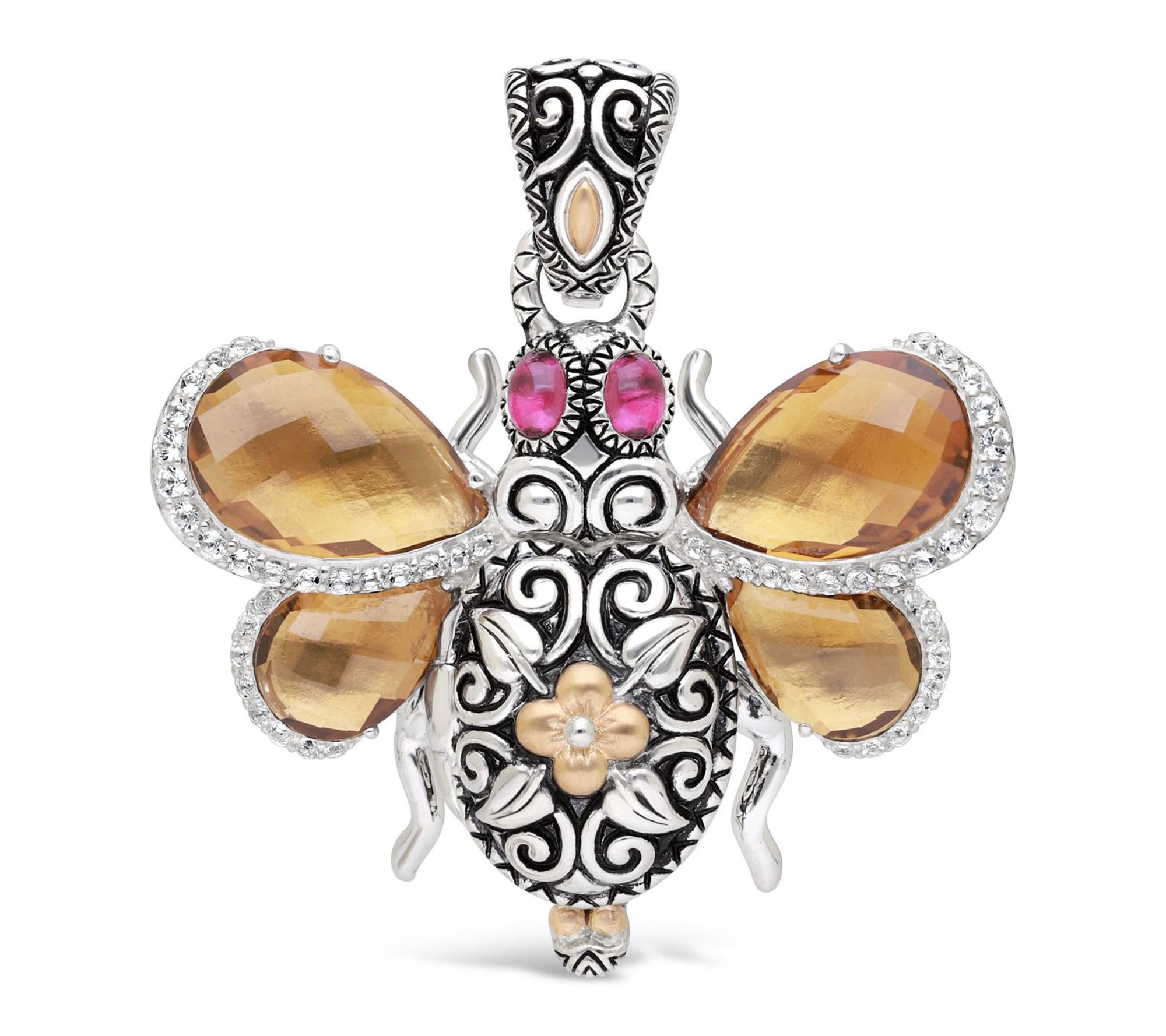 Barbara Bixby Sterling & 18K Gold Quartz Bee Locket Enhancer