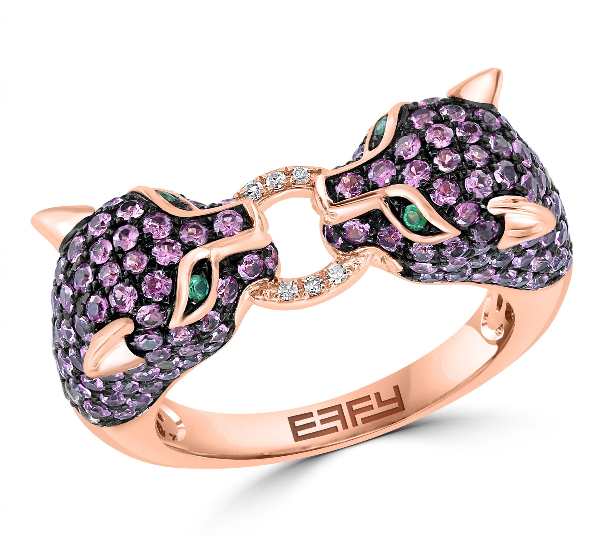 Effy Diamond, Emerald & Sapphire Panther Ring,14K Rose Gold