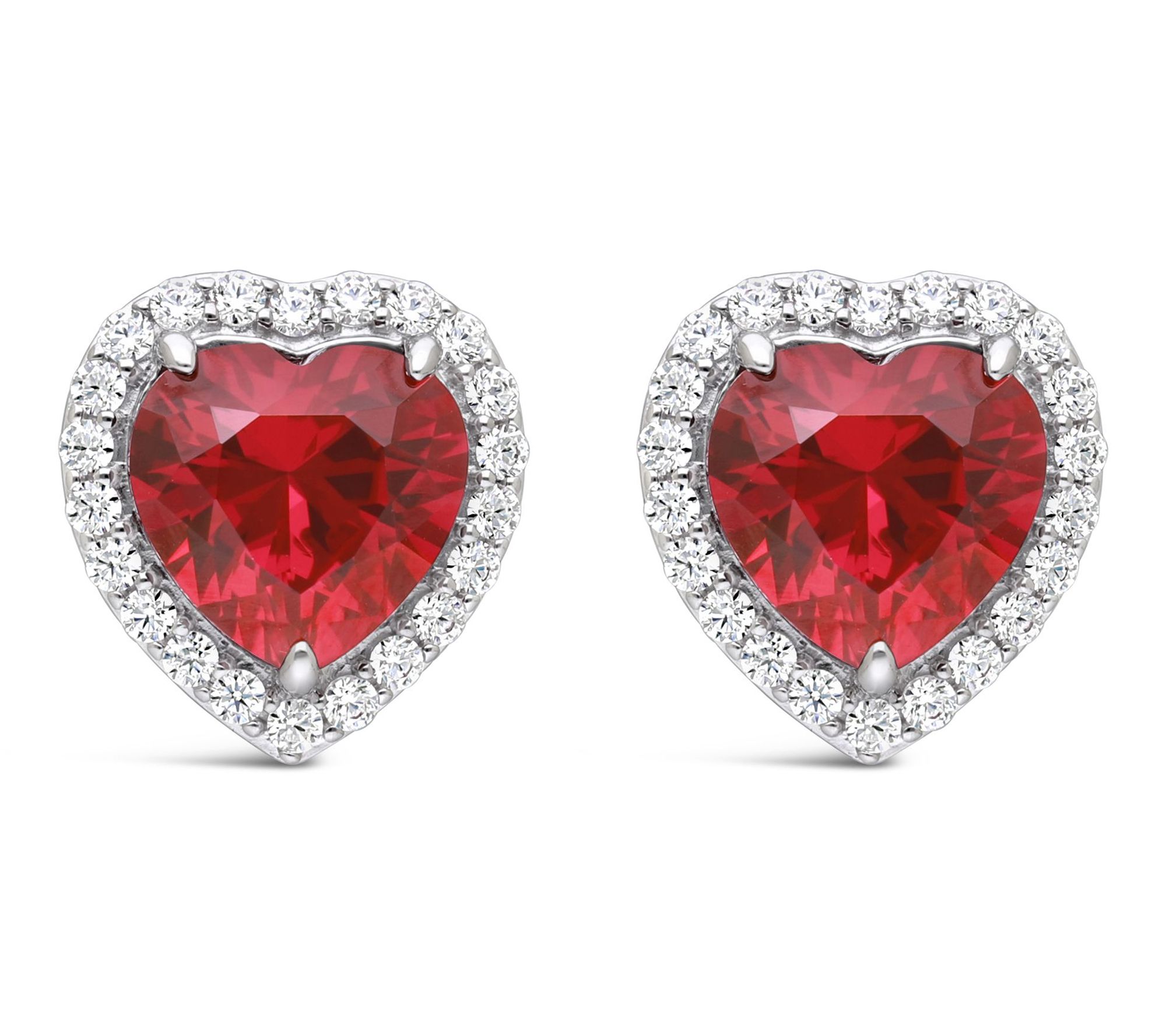 Ariva Sterling Silver Diamonique Queen of Hearts Stud Earrings