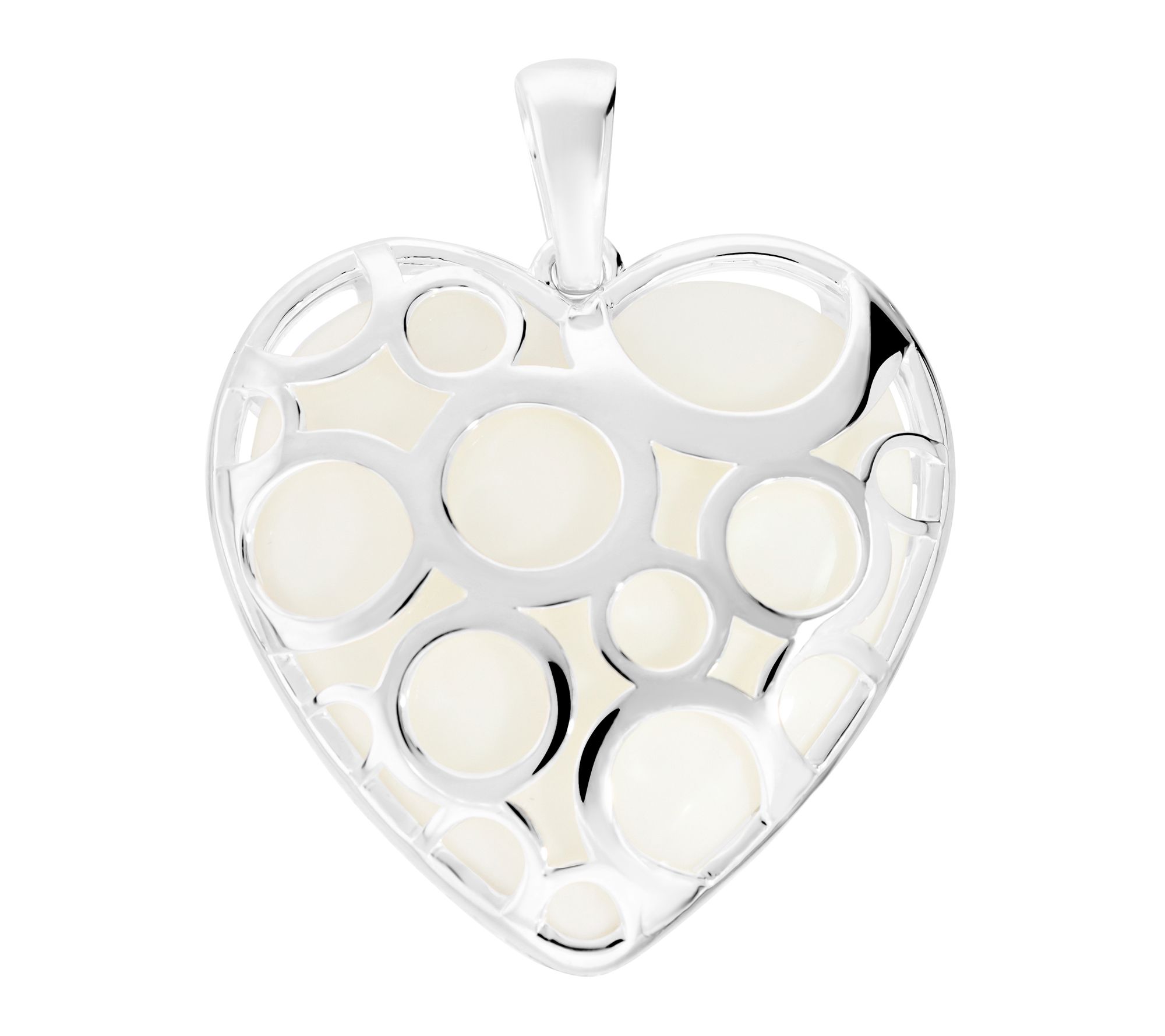  Italian Silver Open Circle Heart Pendant, Sterling