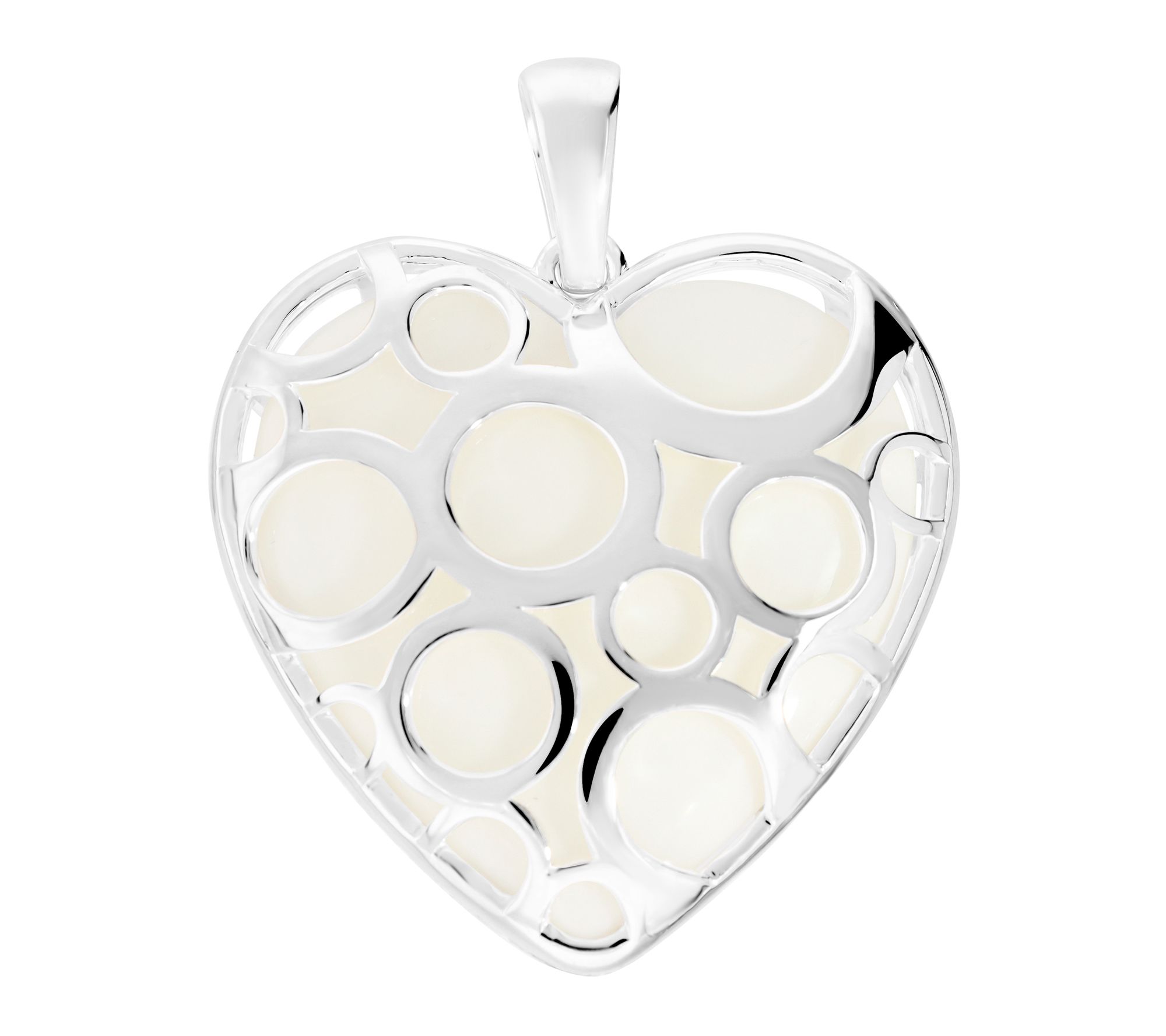 Italian Silver Open Circle Heart Pendant, Sterling